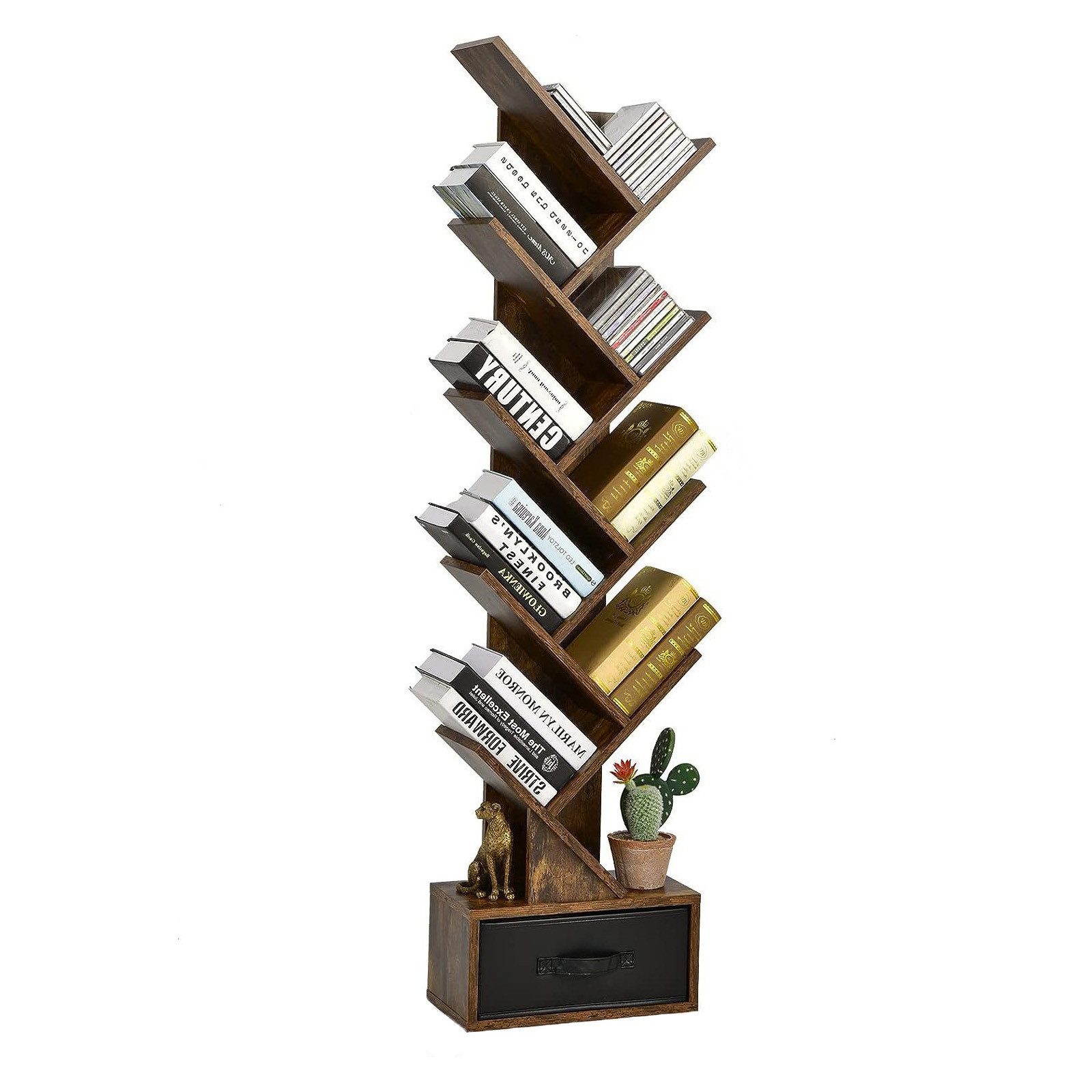 KOMFOTTEU Bücherregal Bücherschrank, mit 10 Ablagen, 38 x 20 x 149,5 cm