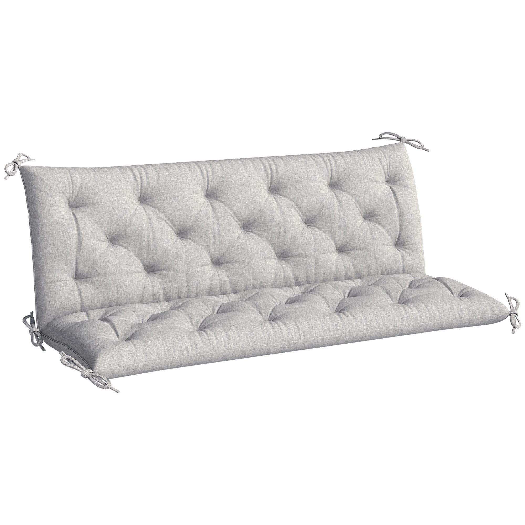 Outsunny Bankauflage 3 Sitzer, 150x98x8 cm, Bankkissen mit Bändern, Sitzkissen, (3 Sitzer Bankkissen, 1 St., Sitzkissen), für Gartenmöbel, Sitzbank Hollywoodschaukel, Hellgrau