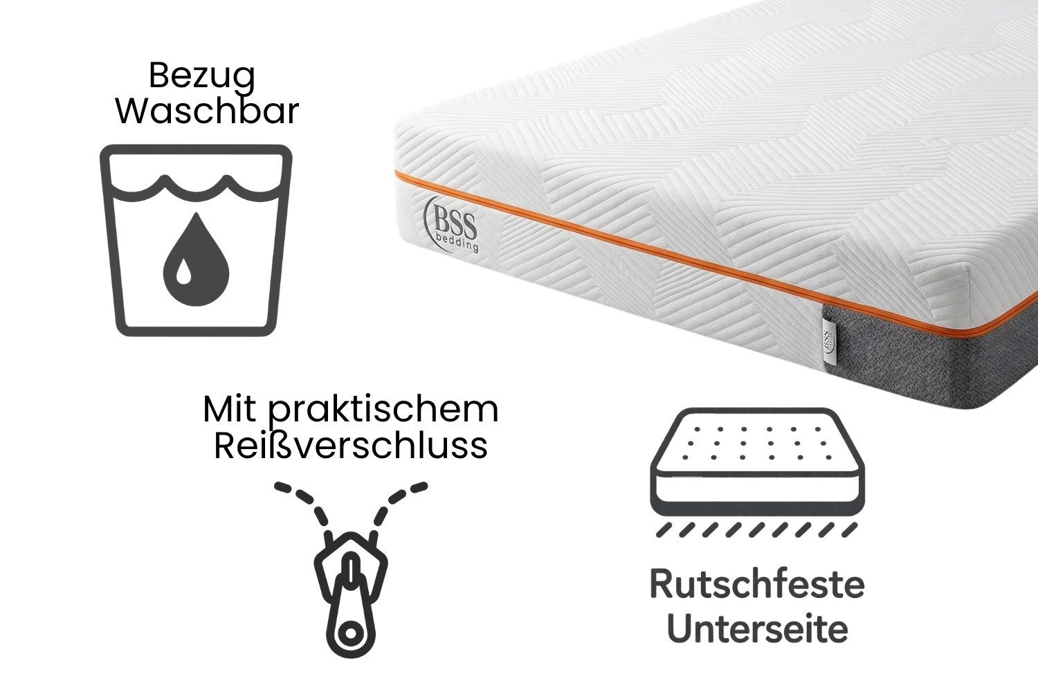 Kaltschaummatratze, Wendematratze, 7 Zonen Matratze, Weitere Größen, Atmungsaktiv, BSS BEDDING, 22 cm hoch, (Waschbarer Bezug mit Reißverschluss, Doppelt Gewebte Jacquard-Bezug, Anti-Rutsch-Unterseite), 90x200 cm Matratze Sale
