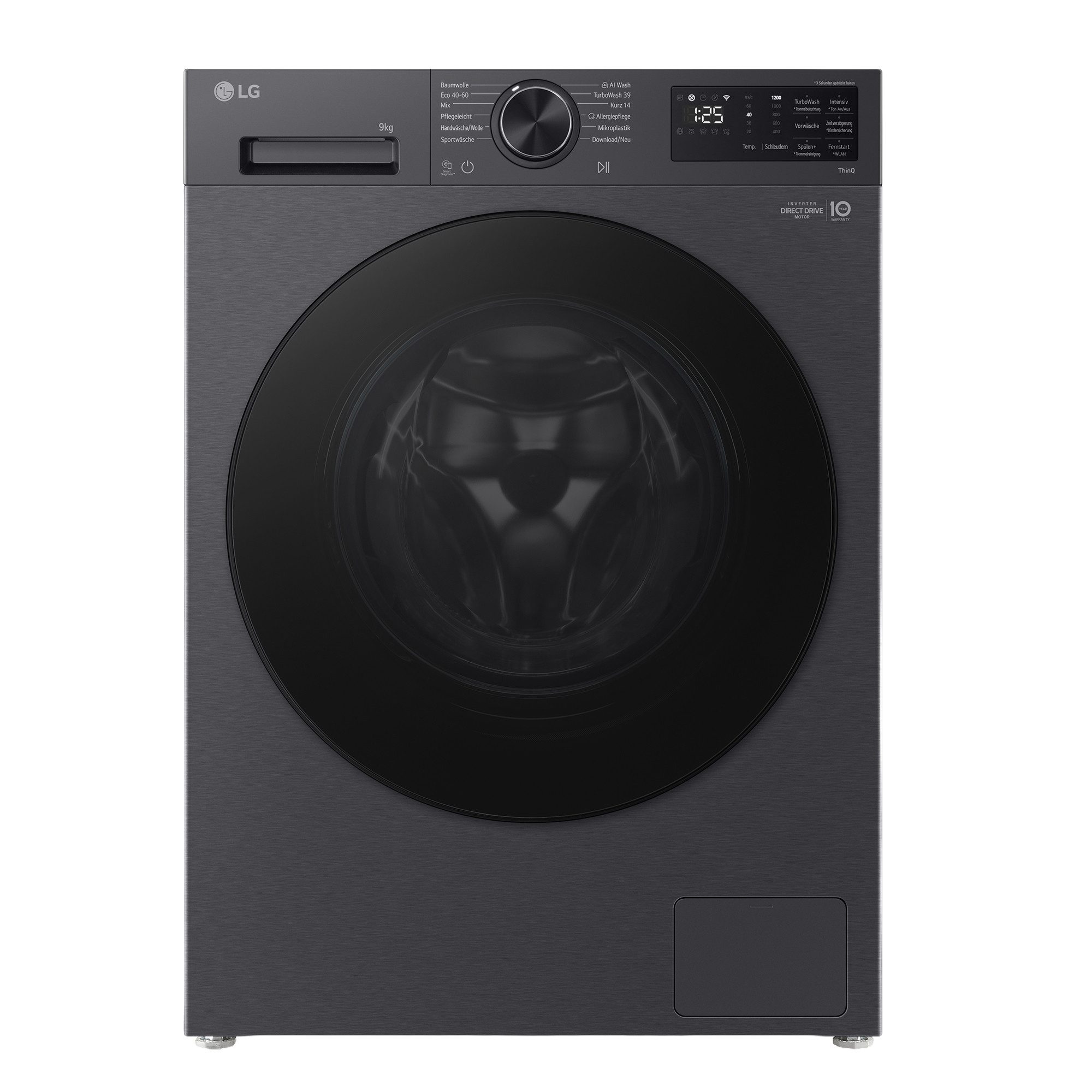 LG Waschmaschine F2X7SLIM9B, 9 kg, 1351 U/min, Dampffunktion, Trommelinnenbeleuchtung, Aqualock Wasserschutz