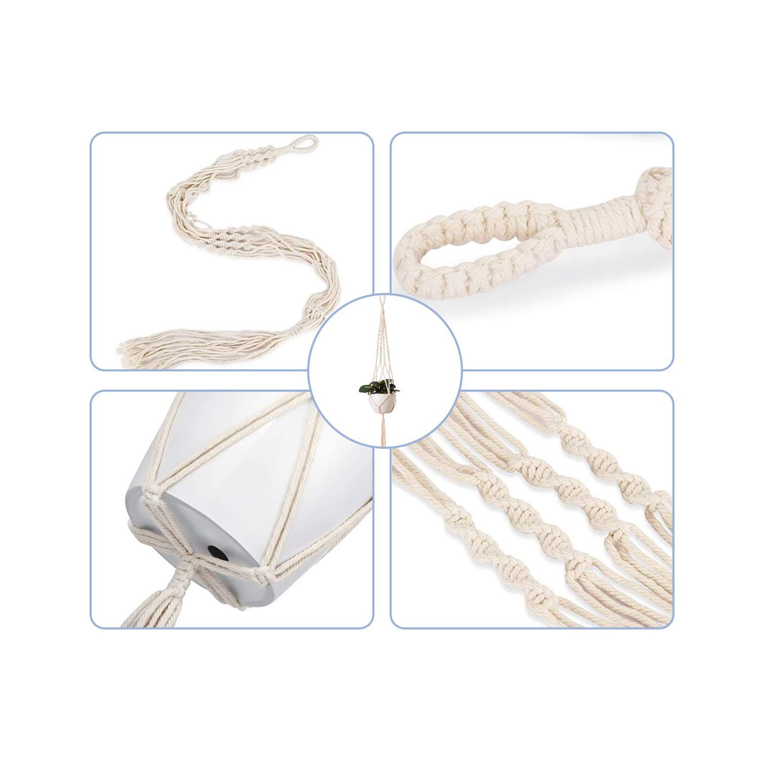 FOUORTUNATE-BEE Blumenampel 5er Set Blumenampel Hängend Boho Deko Makramee Hängeampel mit Haken (Blumentopf Hängend, Boho Zimmer Deko Aesthetic, 5 St., Hängepflanzen Topf für Balkon Fenster Deko), für Innen Außen Decken Balkone Wanddekoration