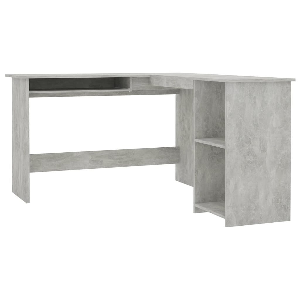 furnicato Schreibtisch Moderner Eckschreibtisch L-Form 120x140x75 cm Betongrau Holzwerkstoff (1-St), Arbeitsplatz mit Tastaturablage sowie zwei Regalen für das Büro