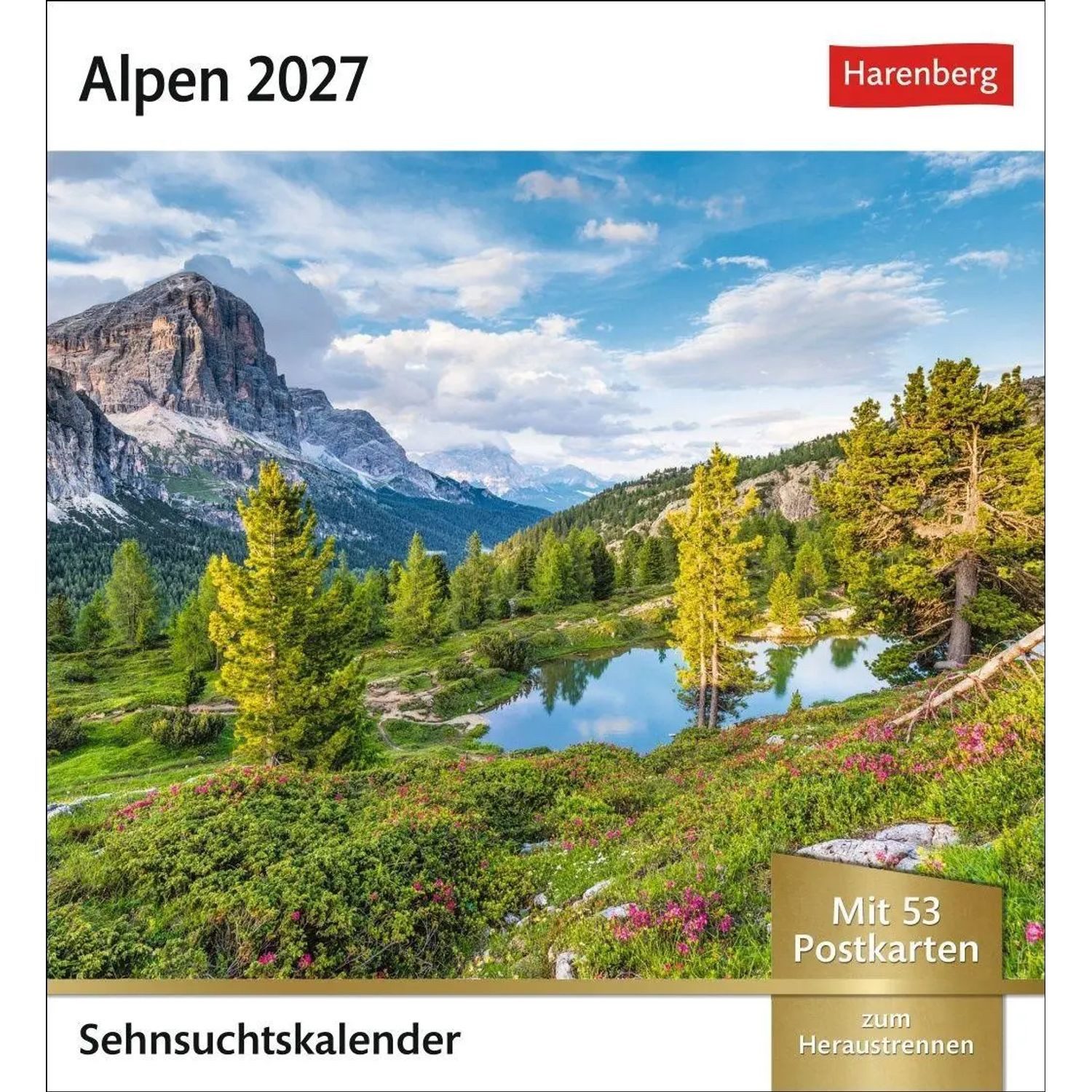 Wandkalender Alpen Sehnsuchtskalender 2027 - Wochenkalender mit 53 Postkarten