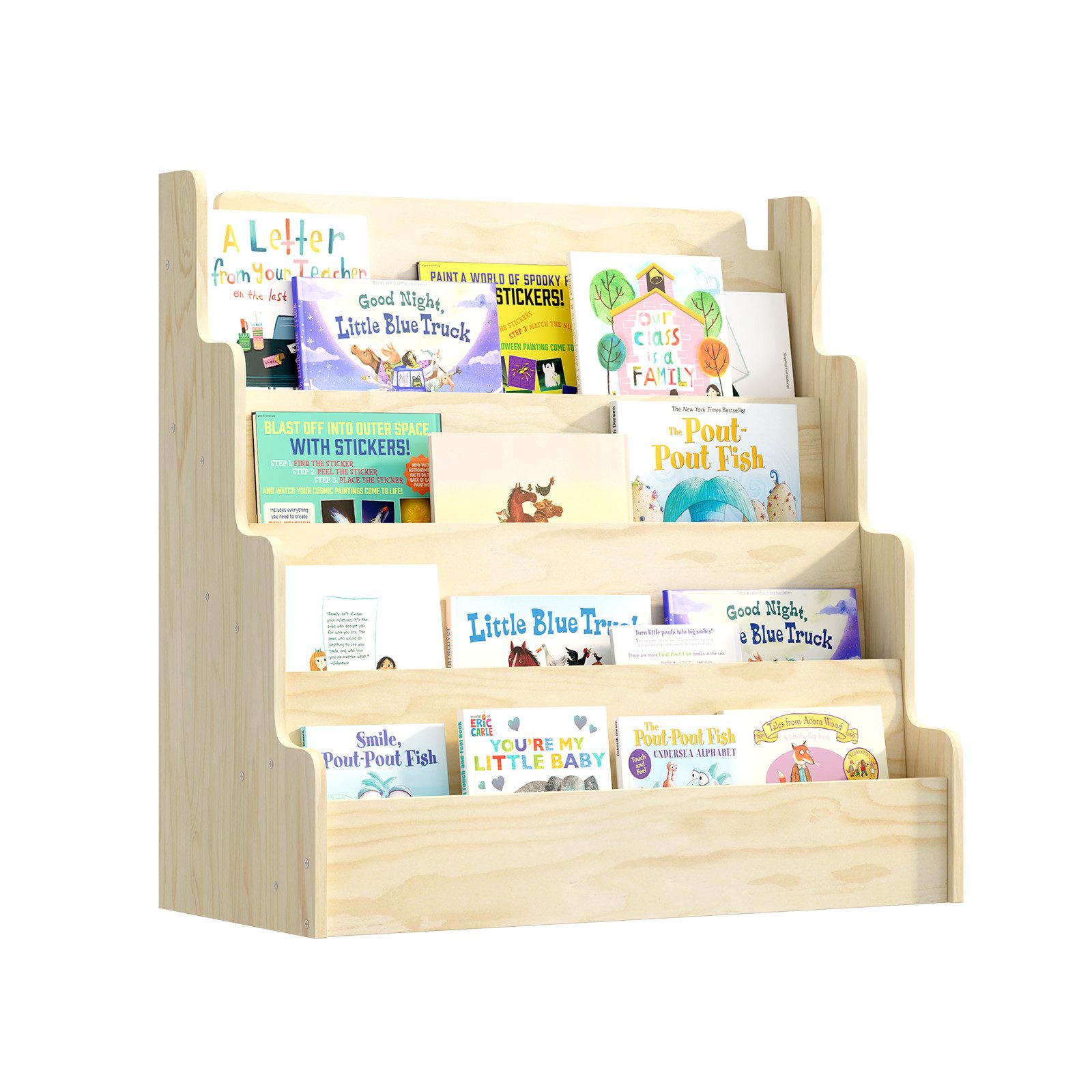 radelldar Bücherregal Kinderregal Montessori Kinder Kieferholz mit 4 Ablage günstig online kaufen