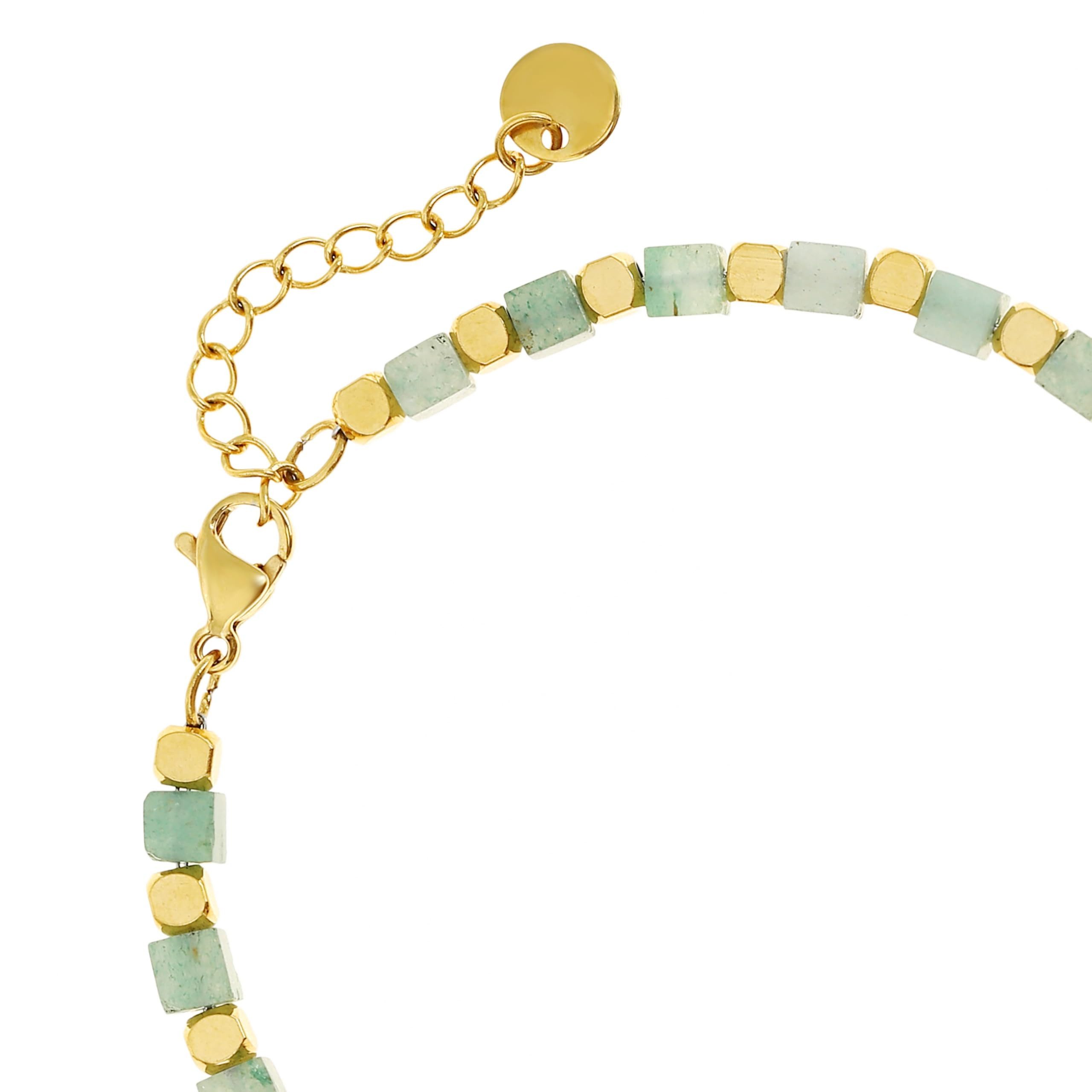 Made by Nami Armband Herren mit Türkisen und Dunkelgrünen Perlen Glücksarmband, 17 + 5 cm Länge Geschenk für Ihn Freundschaftsarmbänder