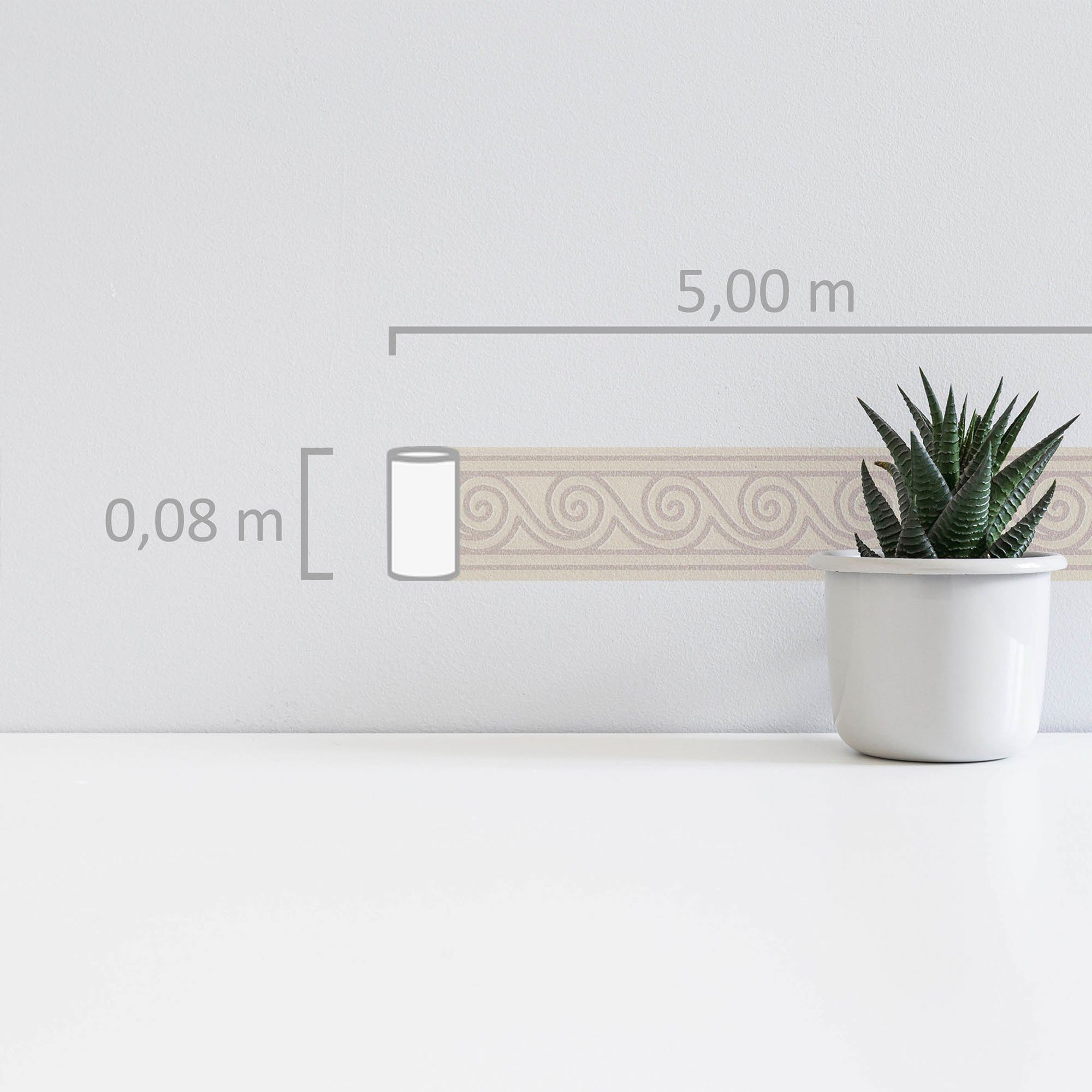 A.S. Création Borte selbstklebend Wellenmuster 5 m x 8 cm Creme-Weiß günstig online kaufen