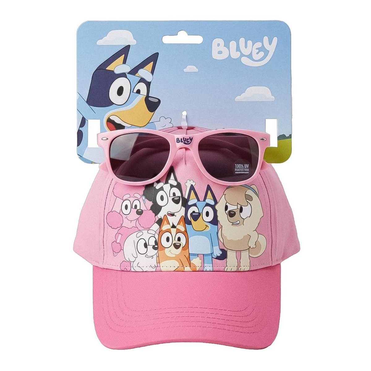 Bluey Baseball Cap Kinder Cap Set mit Sonnenbrille für Freizeit und Urlaub (Packung)