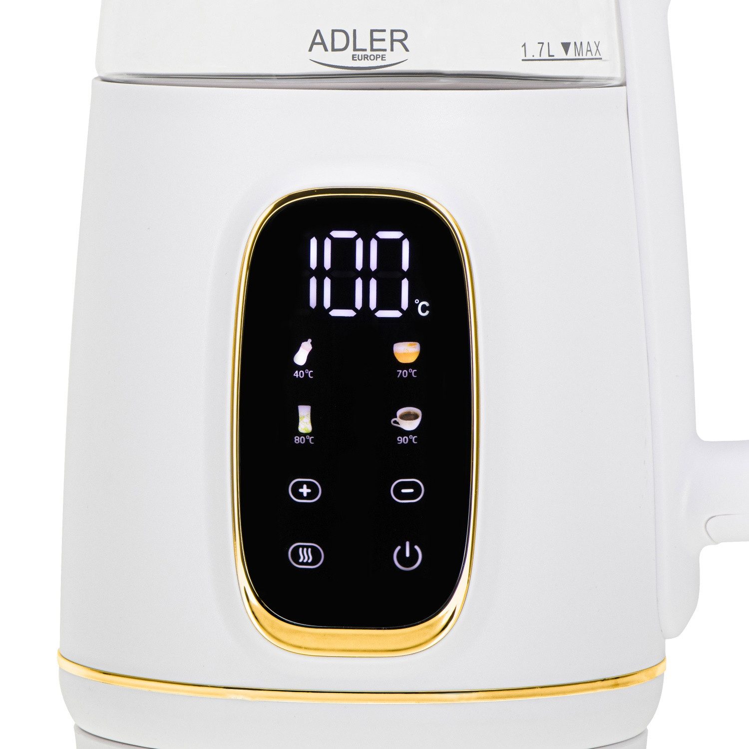 Adler Wasserkocher AD 1305 WG Wasserkocher 2200 W, 1,7 l, 2200 W, 5 voreingestellten Stufen (40–100 °C), Warmhaltefunktion