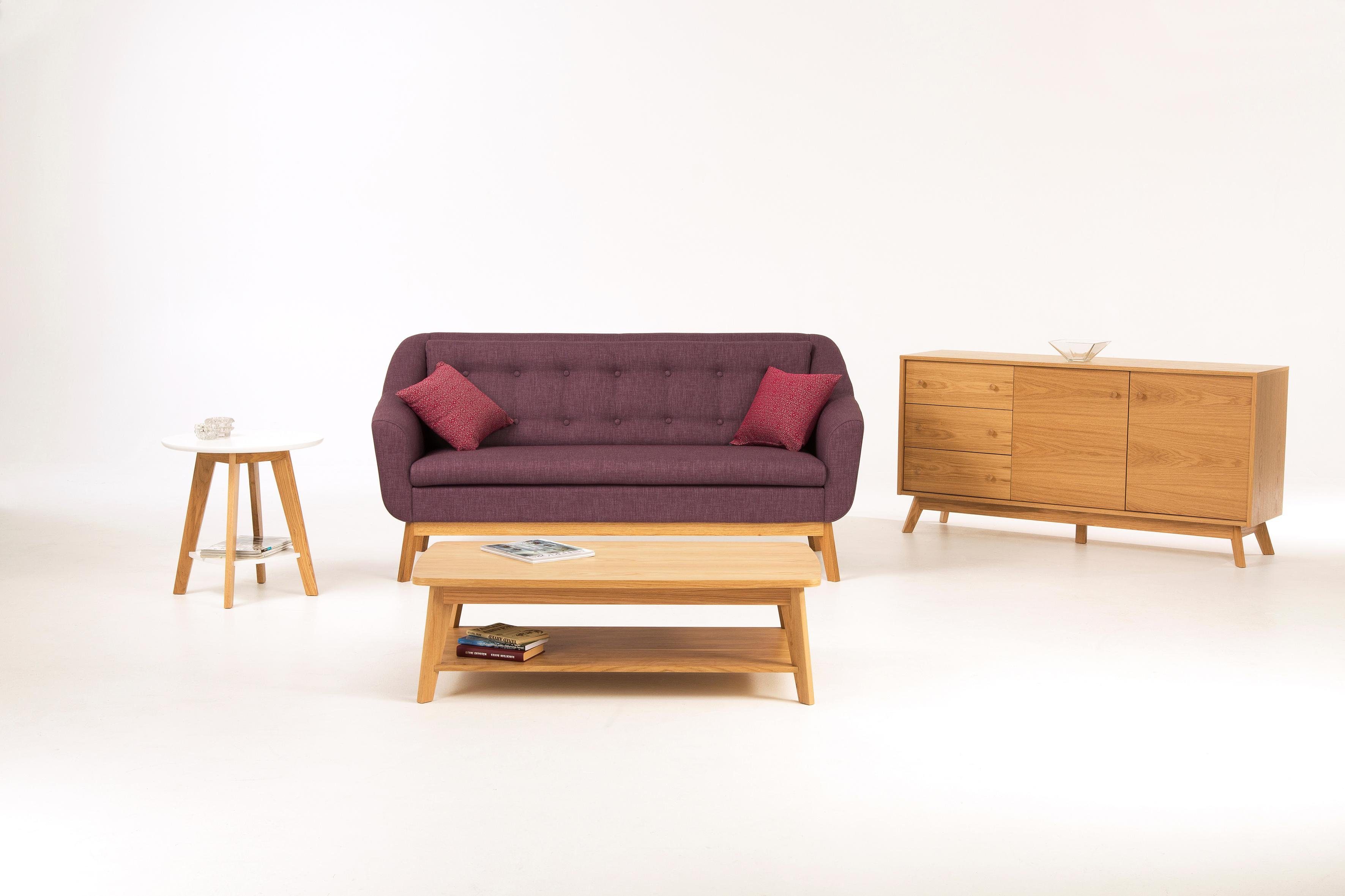 Woodman Couchtisch Bórgvin, Breite 115 cm, zeitloses Design, mit 1 Ablageboden, Holzfurnier Eiche