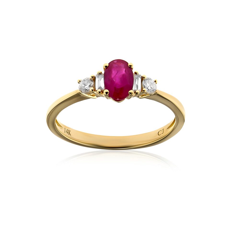 Diamantring Mosambik AAA Rubin 14K Gold Ring, 0,638ct