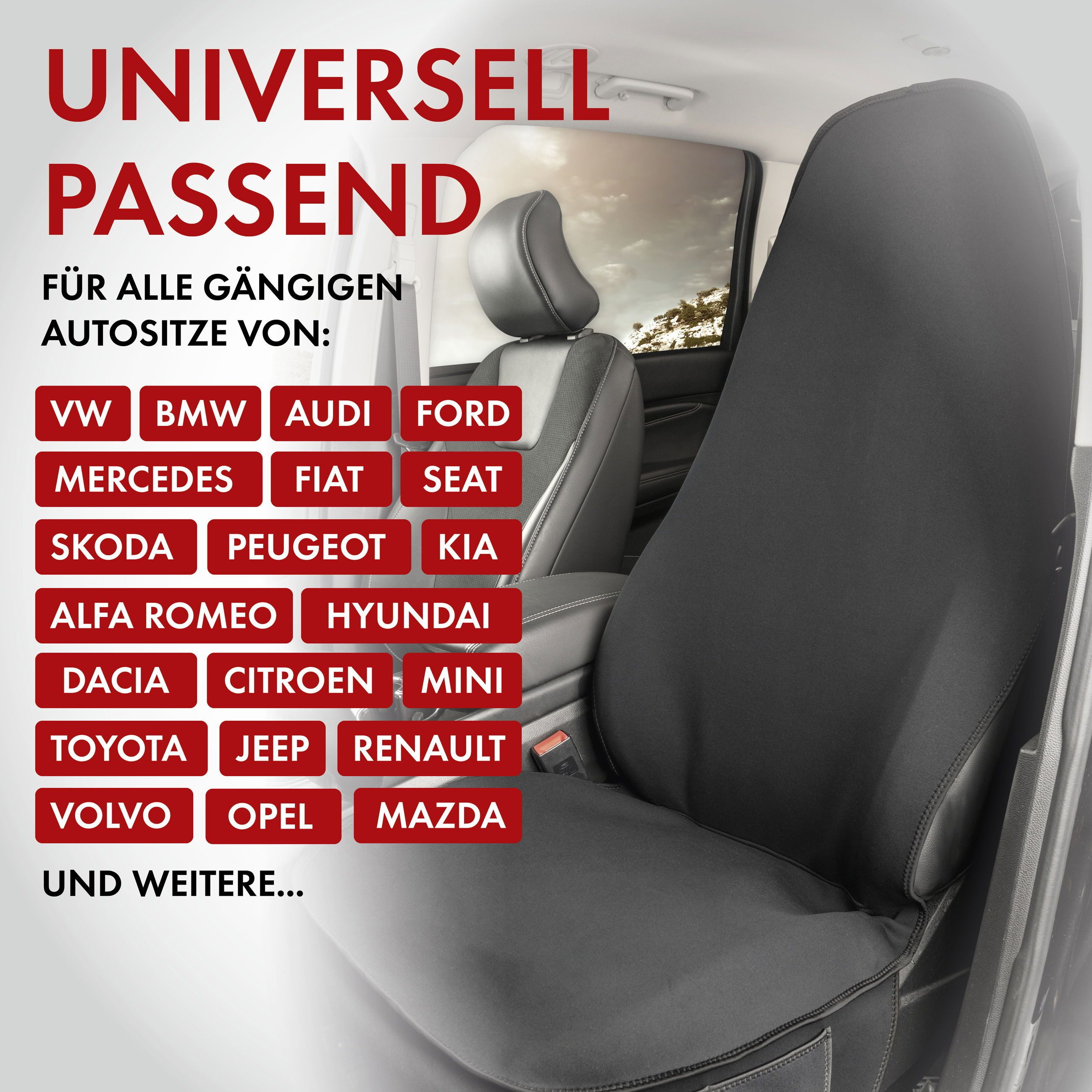 WALSER Autositzauflage Sitzaufleger Neopren, 1 Stück, 1-tlg.