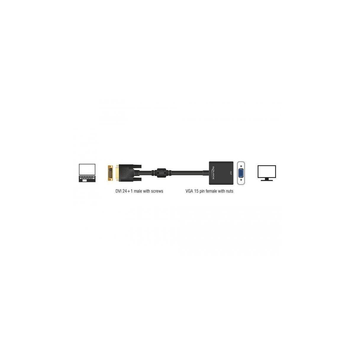 Computer-Kabel, Buchse DVI VGA DVI-D Adapter DVI, 24+1 - 65658 Delock schwarz zu Stecker