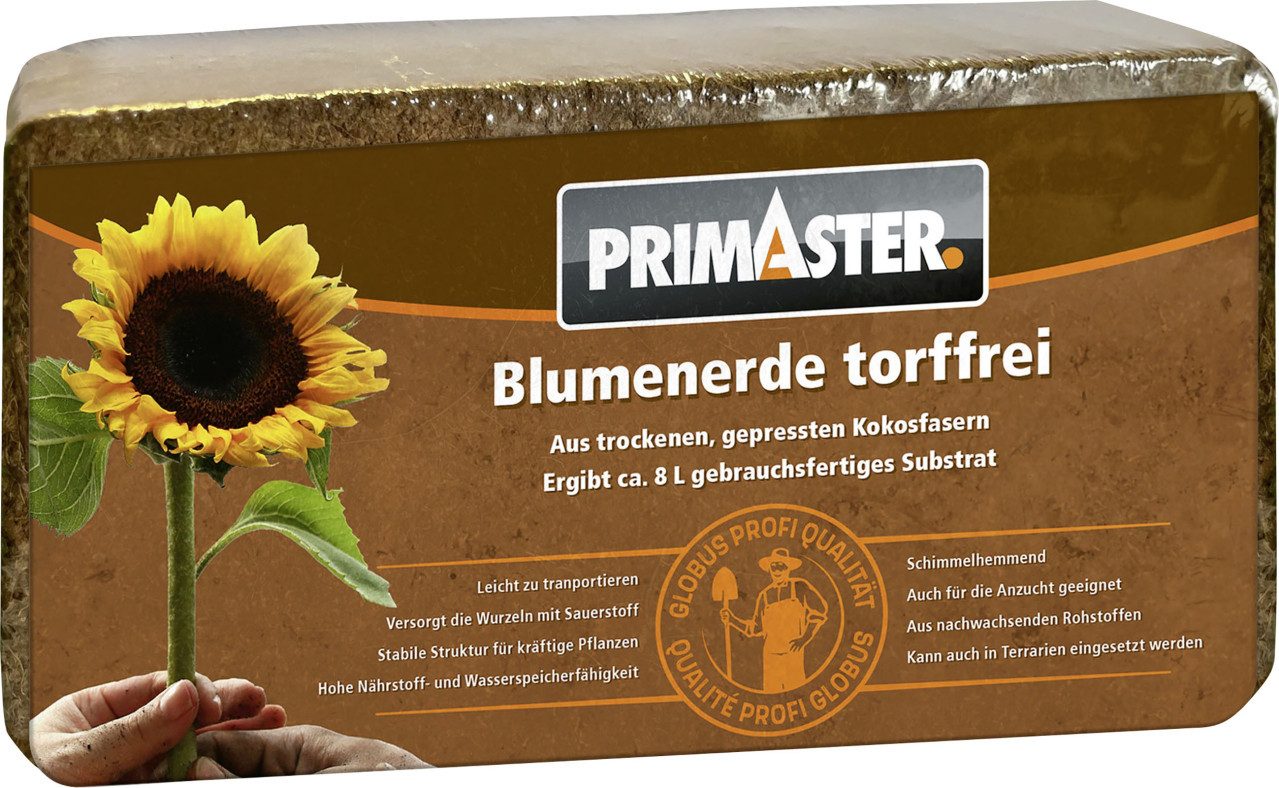 Primaster Blumenerde Primaster Blumenerde torffrei Brikett für 8 Liter, Torffrei