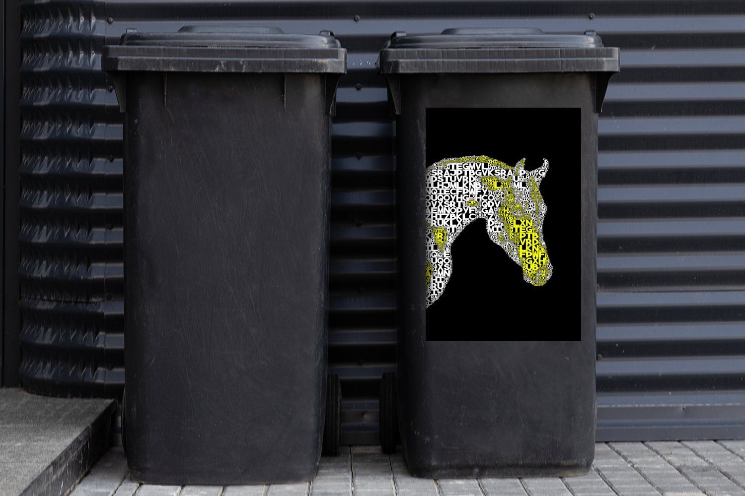 Sticker, MuchoWow Container, - Mädchen Abfalbehälter - - - Wandsticker Mülltonne, Mülleimer-aufkleber, Gelb Mädchen St), - Kinder Pferd Buchstaben (1