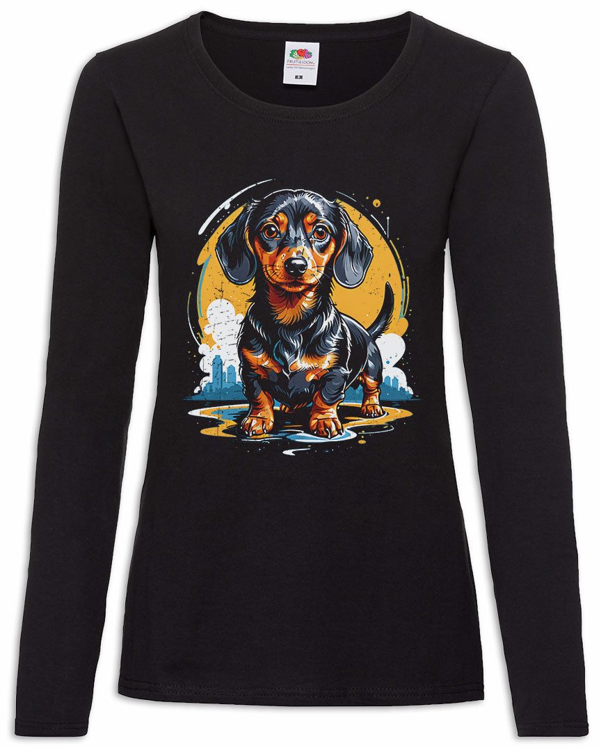 Langarmshirt Sweet Dackel Art Damen Langarmshirt Dachshund Teckel Hund Dog Kurzhaar