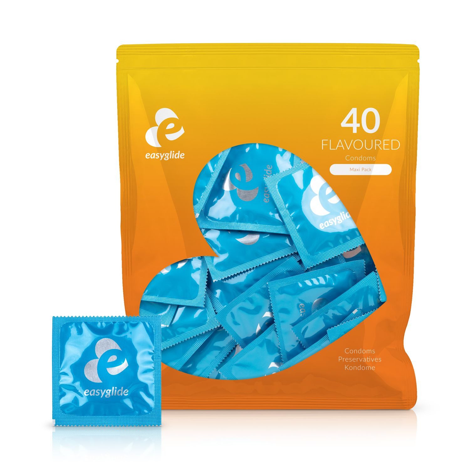 EasyGlide Kondome EasyGlide - Kondome mit Geschmack - 40 Stück, 1 St., mit Geschmack, vielfältige Fruchtaromen, 40 Stk., 54 mm