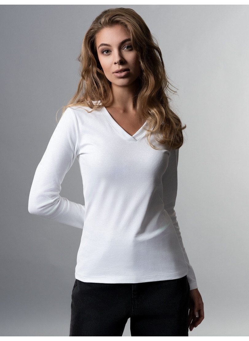 Trigema T-Shirt TRIGEMA Langarmshirt mit V-Ausschnitt (1-tlg)