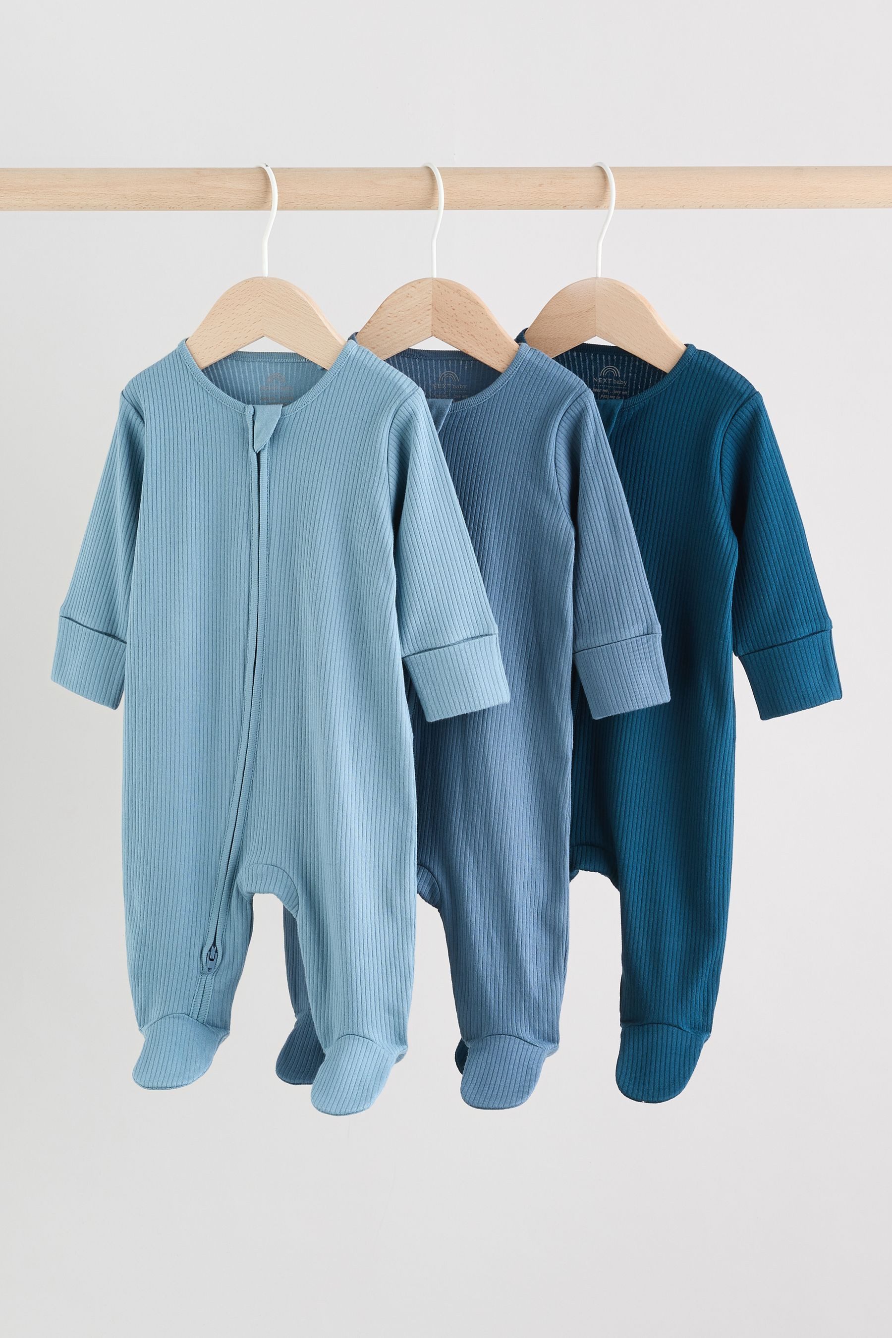 Next Schlafoverall 3er-Pack Babystrampler Zwei-Wege-Reißverschluss (3-tlg)