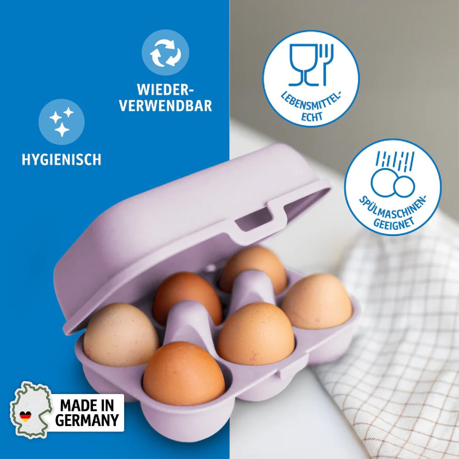 KOZIOL Eierkorb Eierbox Eggs To Go Mini, Bloomies daisy, Kunststoff