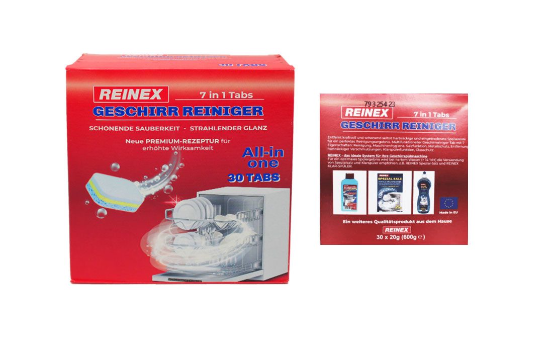 Reinex REINEX Geschirr Reiniger Tabs 7in1 – 30 Tabs Geschirrspülmittel (30-St)
