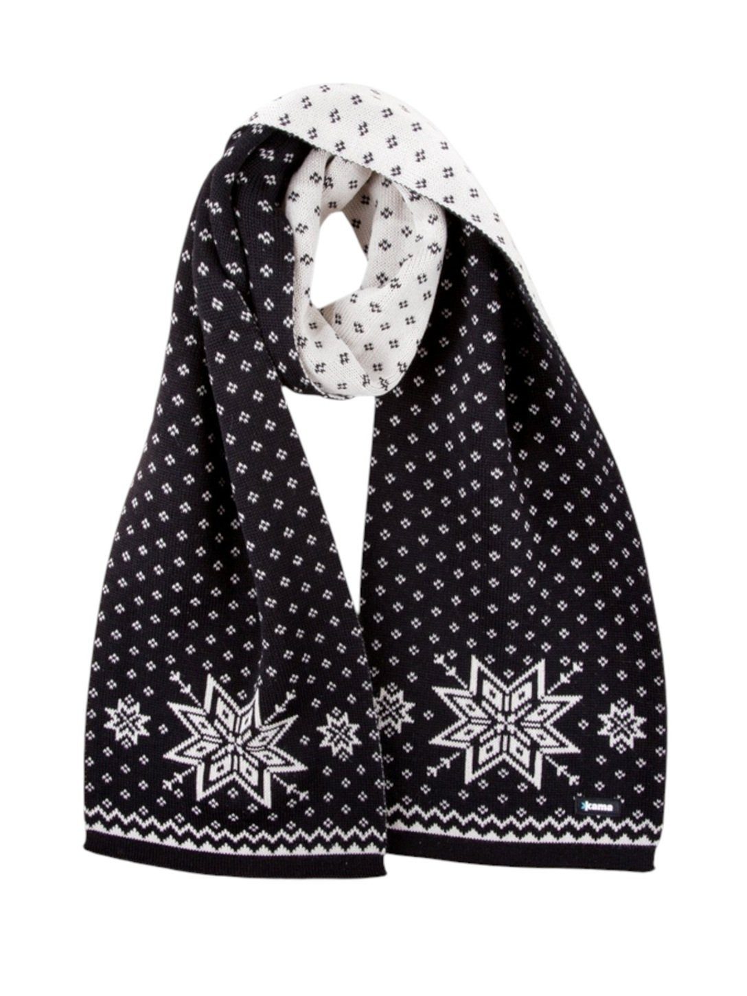 kama Schal (Merinowolle) S23 - schwarz/weiss 160cm x 25cm - 1 Stück