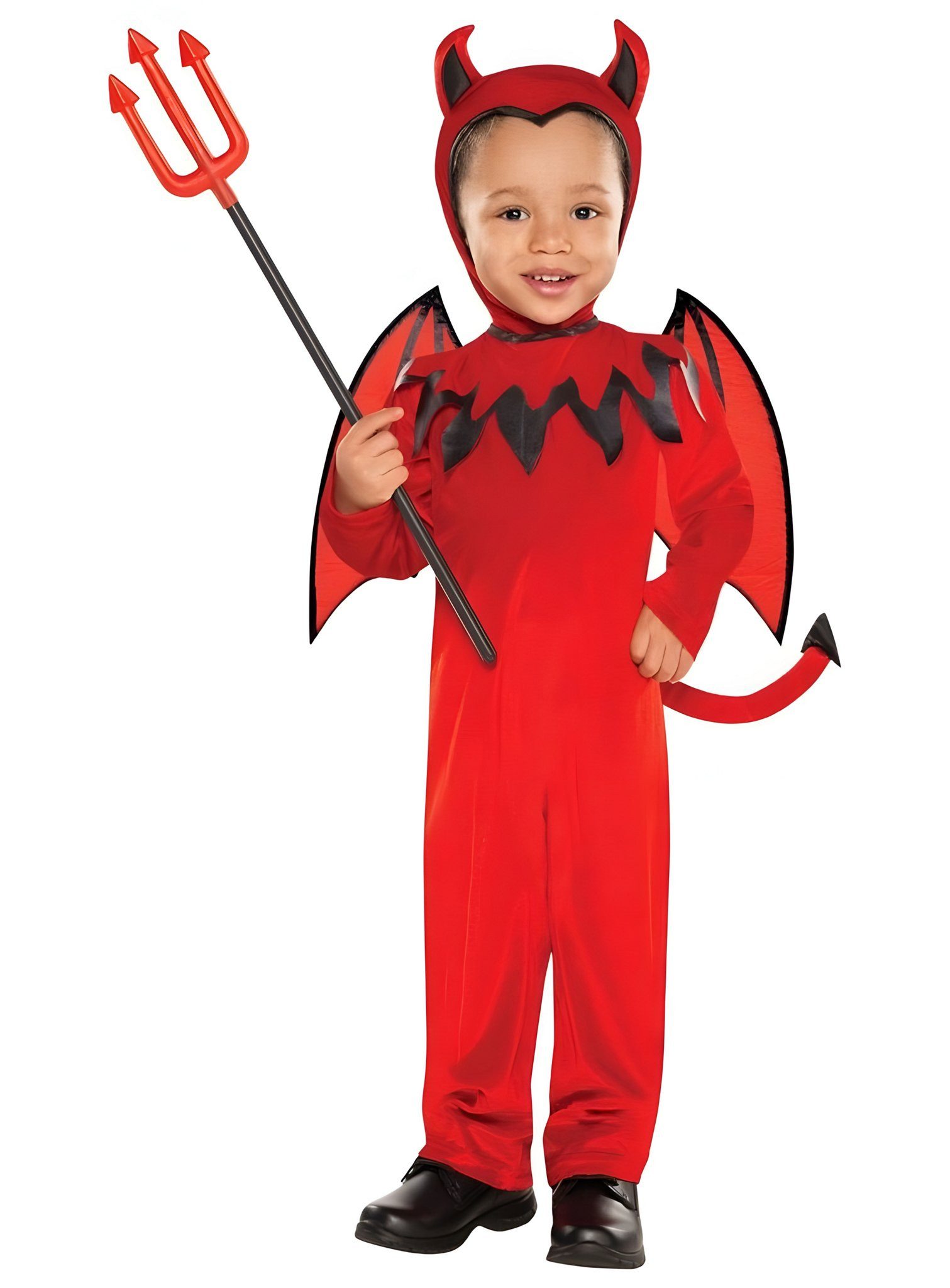 Metamorph Teufel-Kostüm Höllenkind Kostüm für Kinder, Freches rotes Teufelskleidchen mit Zacken und Hörnern für Halloween