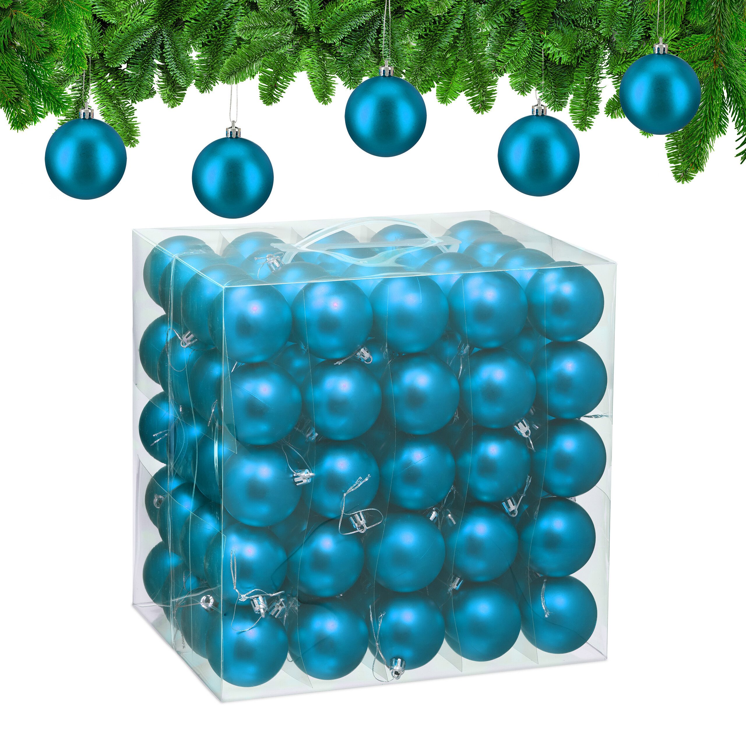 relaxdays Weihnachtsbaumkugel Новогодние шары 100er Set (100 St), Petrol