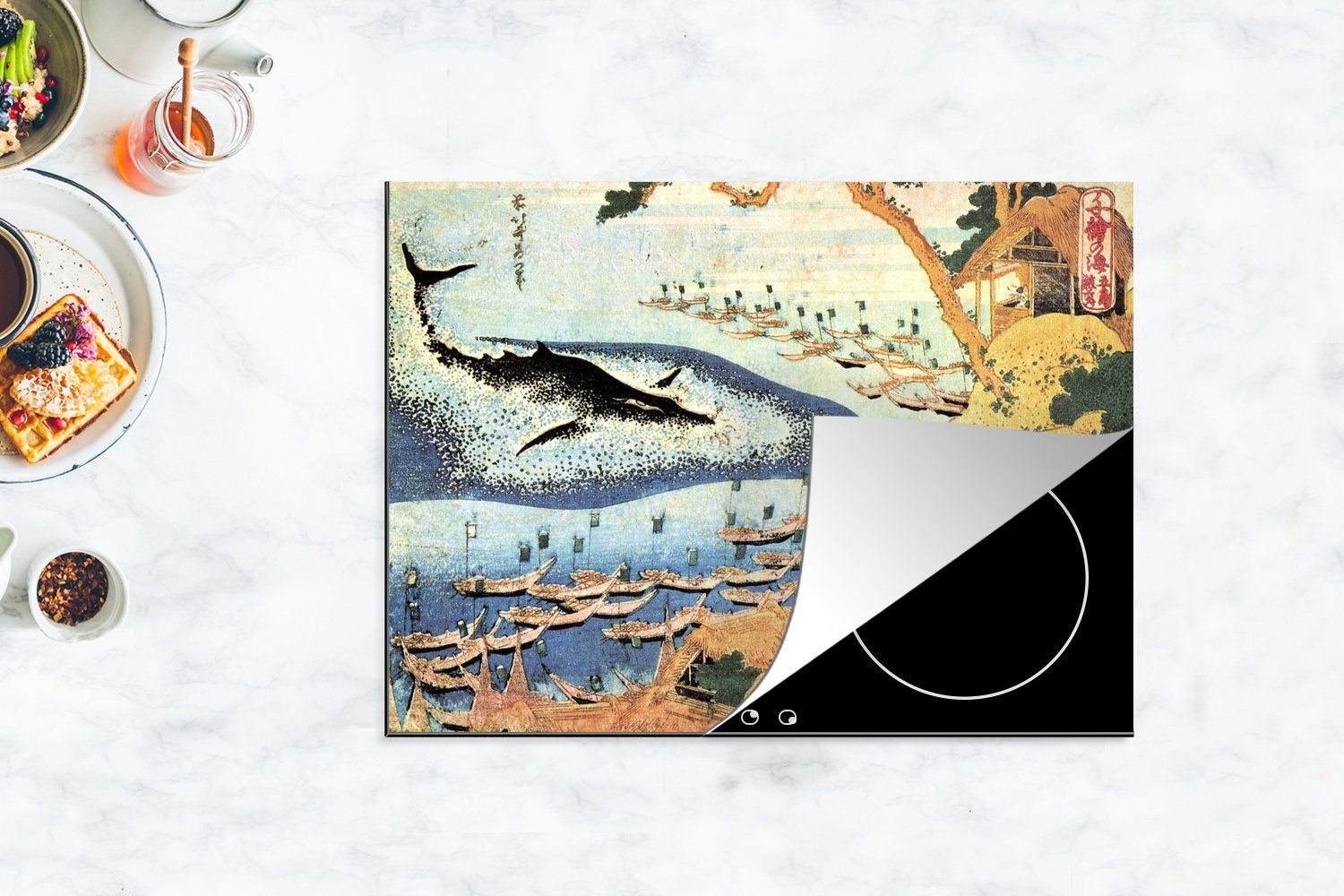 Katsushika Wal bei Hokusai, Ceranfeldabdeckung - Vinyl, cm, Herdblende-/Abdeckplatte Mobile (1 Goto Arbeitsfläche 70x52 Ein nutzbar, MuchoWow Gemälde von tlg),