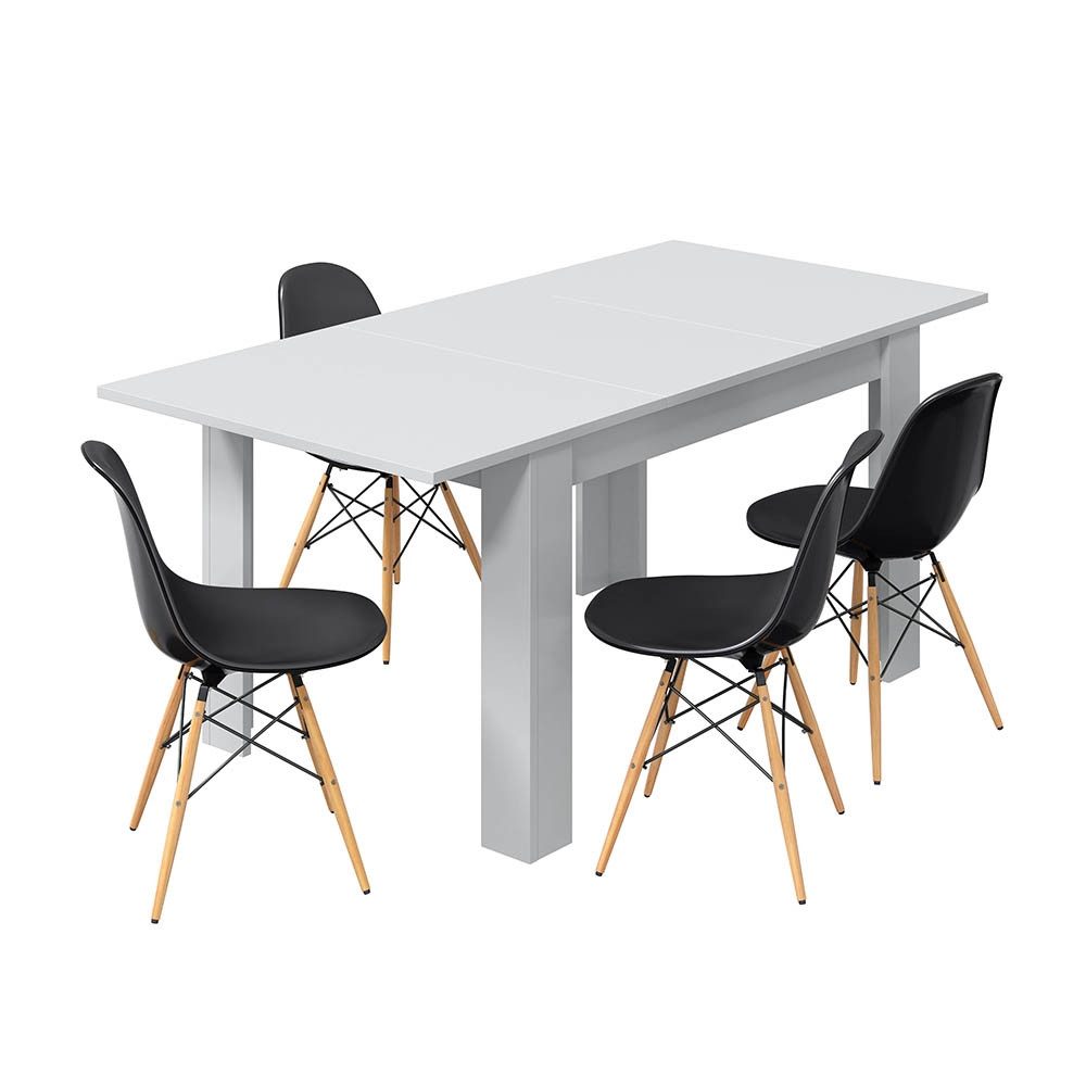 FORES HABITAT Kulissentisch (ausziehbar bis 190cm) in weiß glänzend - 140(190)x78x90 (BxHxT)