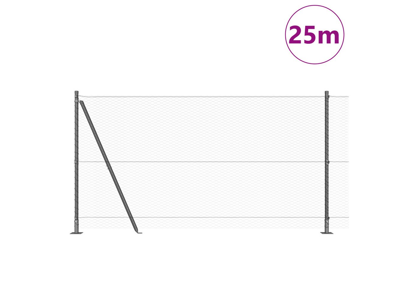 Thumbnail - vidaXL Zaunpfosten Zaun Set Set aus 2 Grau Pulverbeschichteter Stahl 25 x 1,2 m, (2-St)