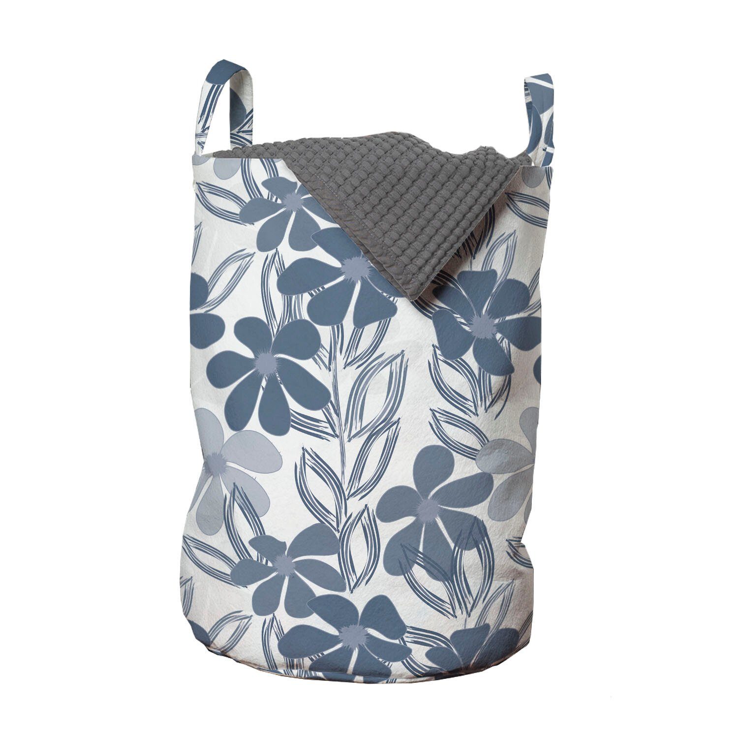 Abakuhaus Wäschesäckchen Wäschekorb mit Griffen Kordelzugverschluss für Waschsalons, Blumen Pastellfarben mit Blättern
