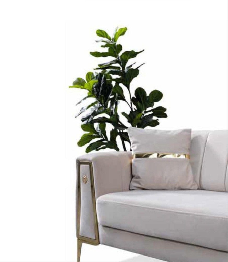 Moderner Weißer Teile, in 1 Luxus Made JVmoebel Sofa 3-Sitzer Wohnzimmer, Dreisitzer Textilcouch Europa