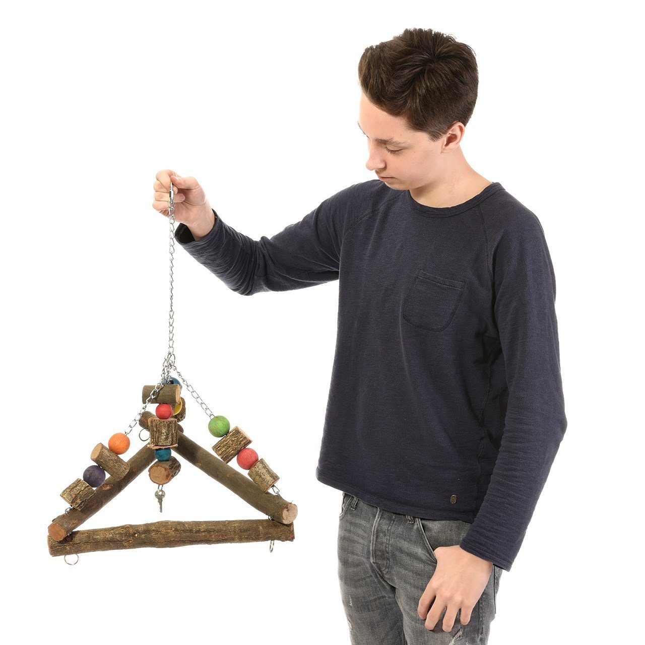 Happy Bird Vogelspielplatz Vogelschaukel "Triangle Groove", geeignet für alle Papageienarten, ca. 51 x 36 x 57 cm