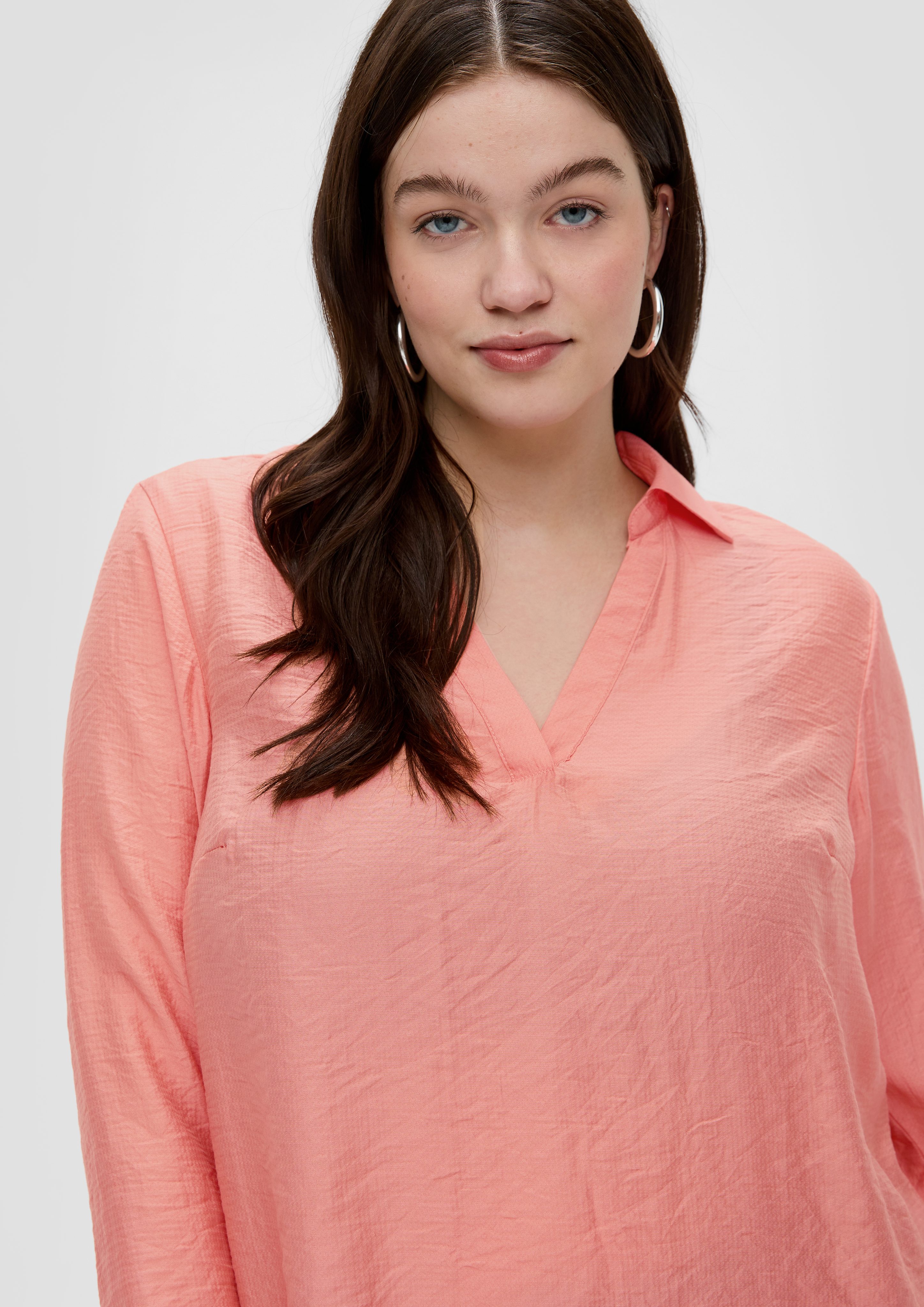 QS Langarmbluse Hemdbluse mit Dobby-Struktur günstig online kaufen