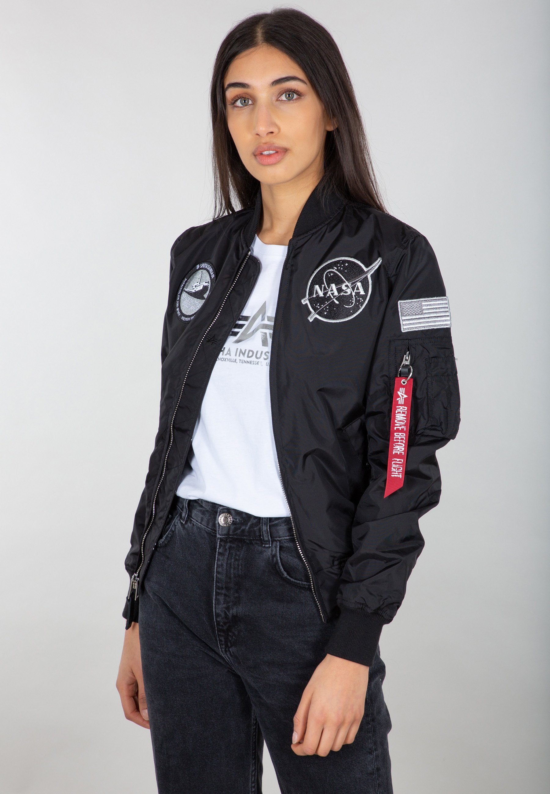 Alpha Industries Kurzjacke Ma-1 Tt Nasa Reversible Wmn, 2 Außentaschen, 2  Innentaschen mit Druckknopf