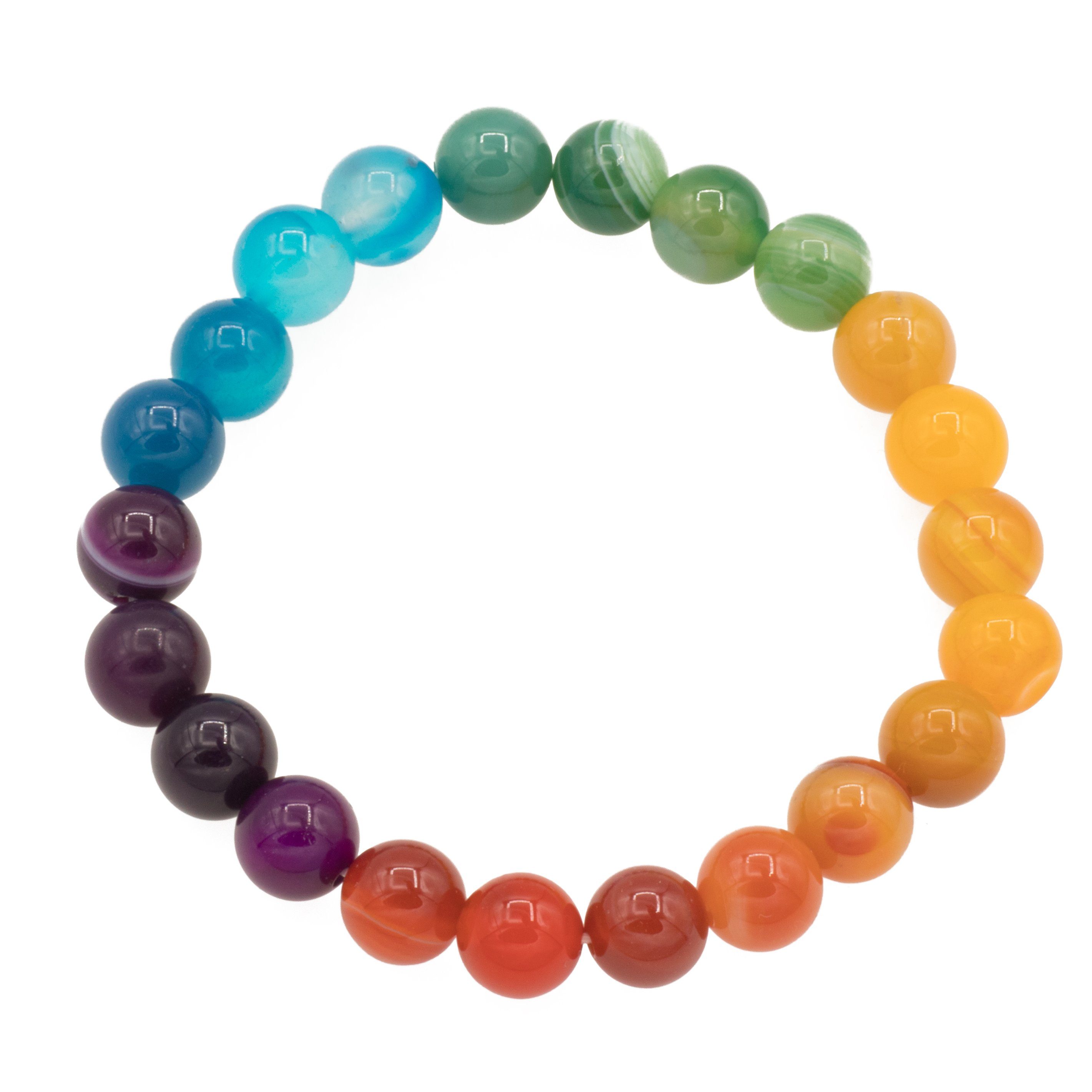 Bella Carina Armband Armband Regenbogen Farben, Achat 8 mm, elastisch, in den Farben des Regenbogens