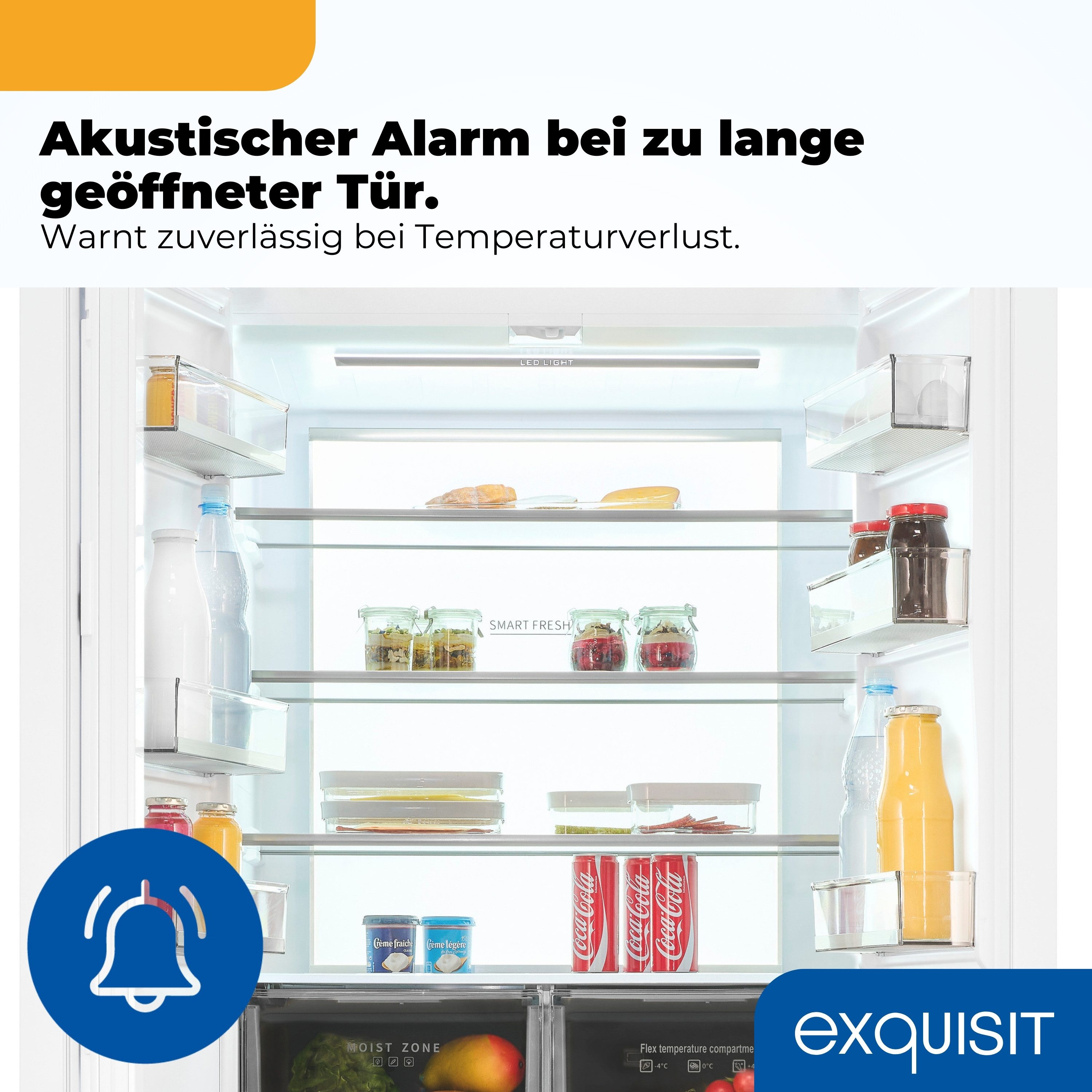 exquisit Multi Door EMD470-170-200E inoxlook-weiss, 193 cm hoch, 84 cm breit, Nie mehr abtauen – No-Frost & Umluft für perfekte Kühlung – Bild 4 von 5