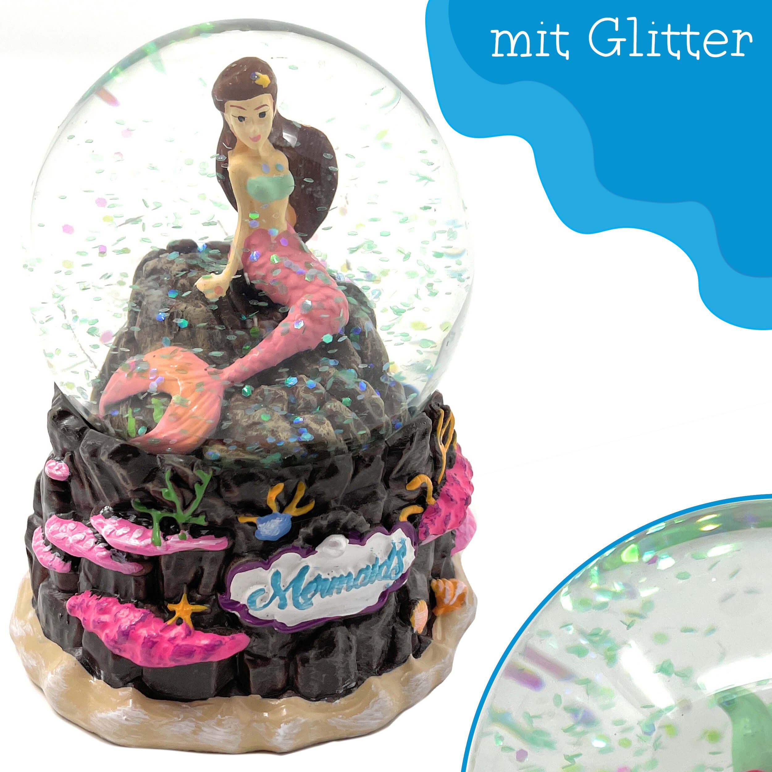 TOBJA Schneekugel Schneekugel Meerjungfrau Schüttelkugel aus Glas, Deko Wassernixe Kugel Höhe 9 cm