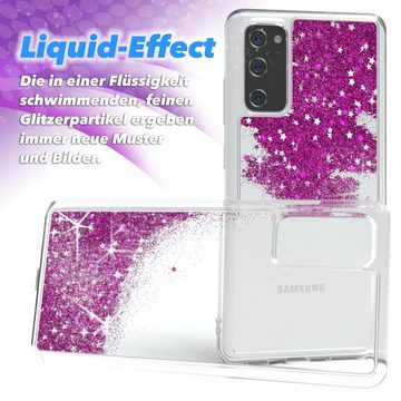 EAZY CASE Handyhülle Liquid Glittery Case für Galaxy S20 FE / S20 FE 5G 6,5 Zoll, Bumper Case Back Cover Glitter Glossy Handyhülle Etui Violett Lila