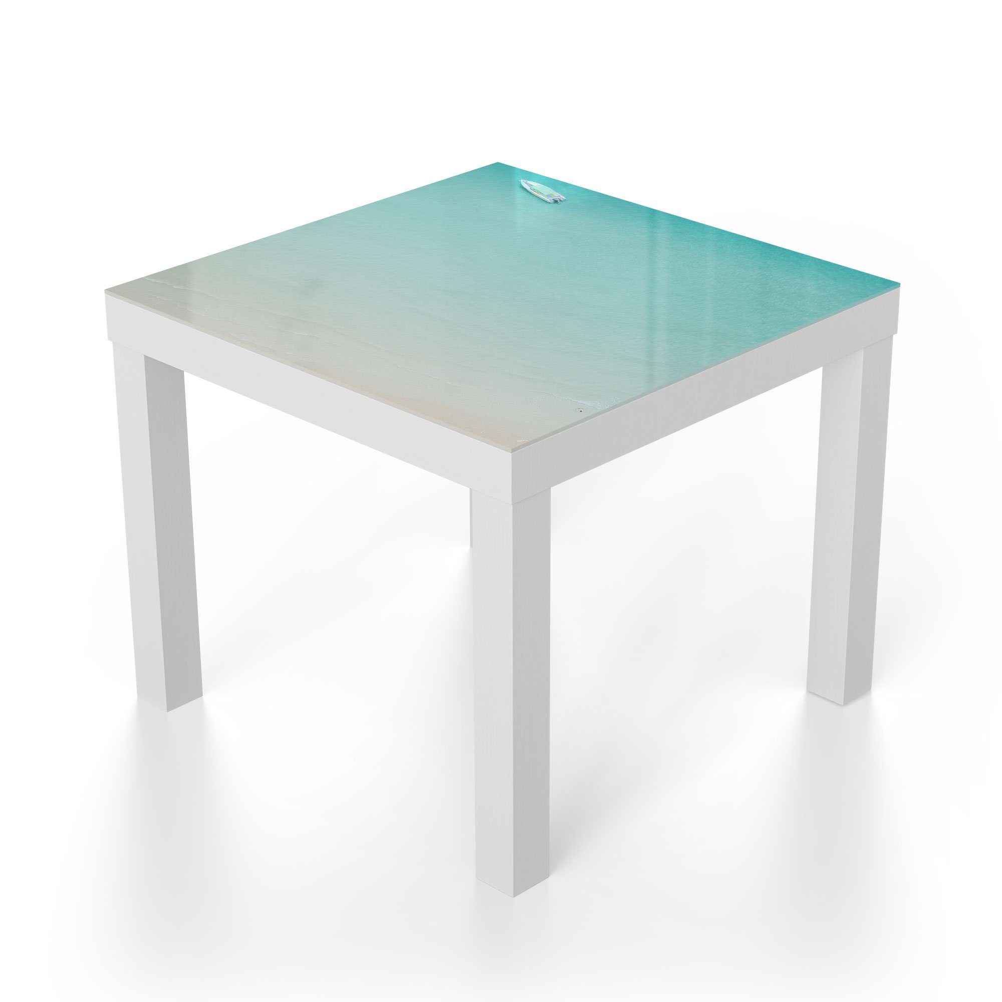 DEQORI Couchtisch 'Blick auf Boot Weiß Glastisch Glas Beistelltisch Meer', im modern