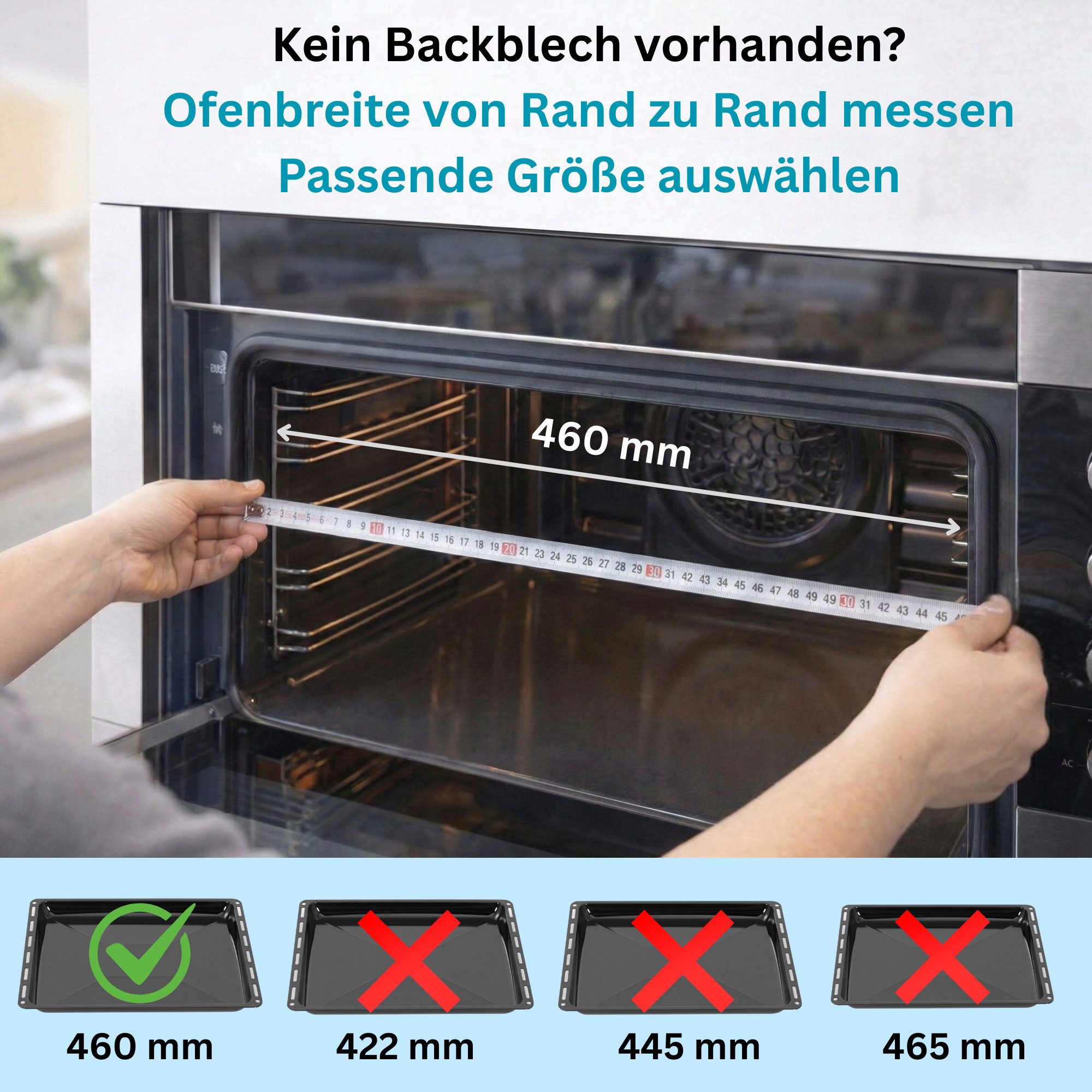 ICQN Backblech 460 x 370 mm, Fettpfanne, Emaille, (Set, 2-St., Backbleche & -Gitter), Verchromt Backofenrost und Emaille Backblech, Gitterrost 46 x 37.5 cm
