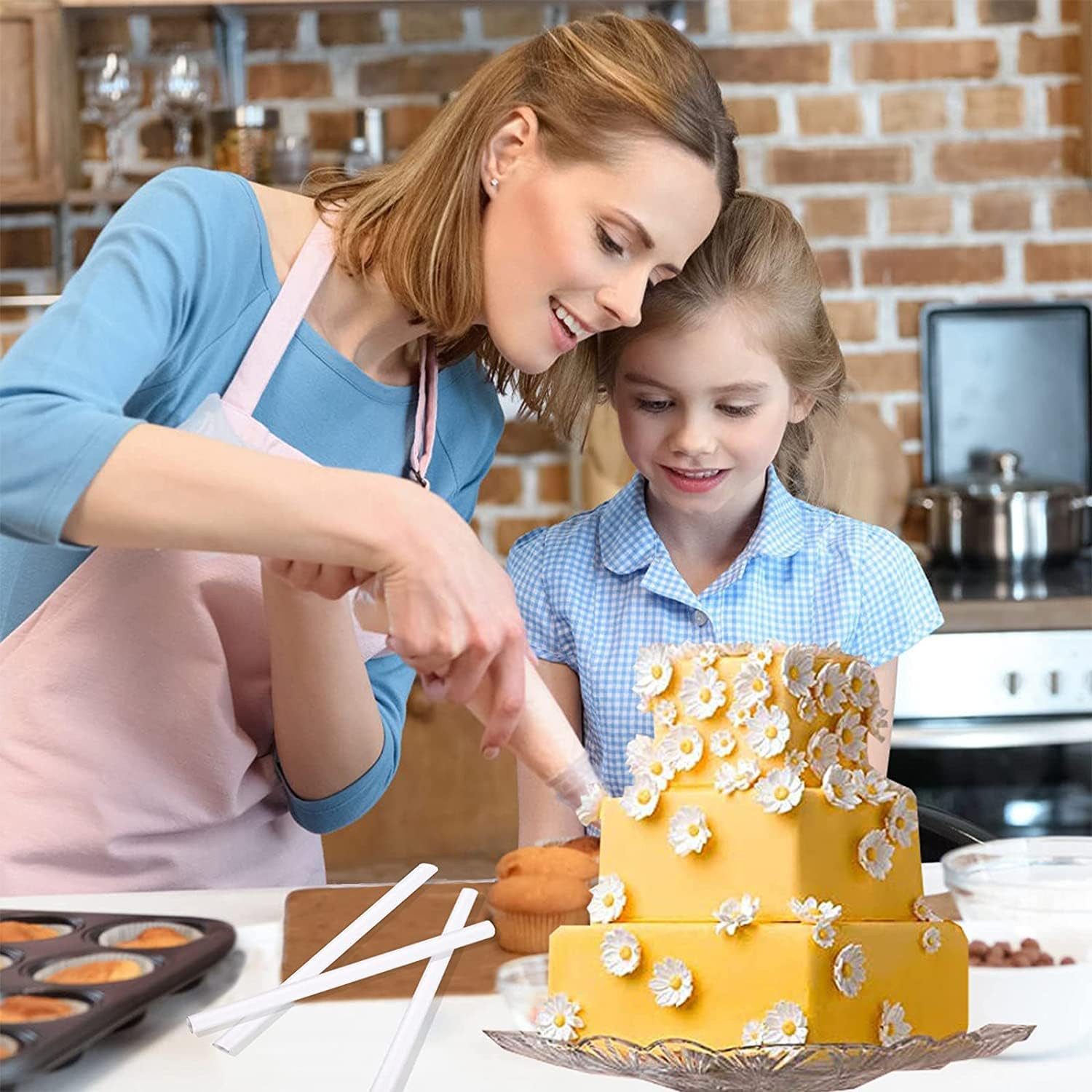 FELIXLEO Tortenständer 30er Tortenstützen 24cm Wiederverwendbar Kuchenstützen Mehrstöckig, (30-tlg) – Bild 5 von 5