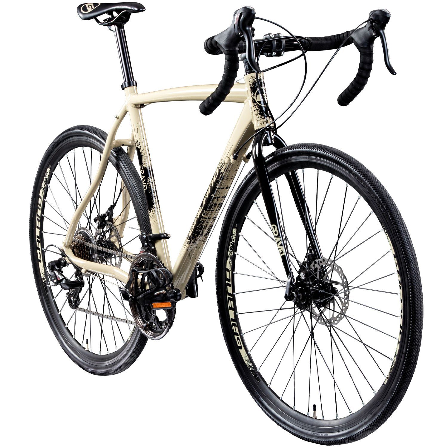 Galano Cyclocross-Rad Gravel STI, 14 Gang, Kettenschaltung, Gravelbike für Damen und Herren 165-185cm Crossbike Fahrrad Cyclocross creme/anthrazit