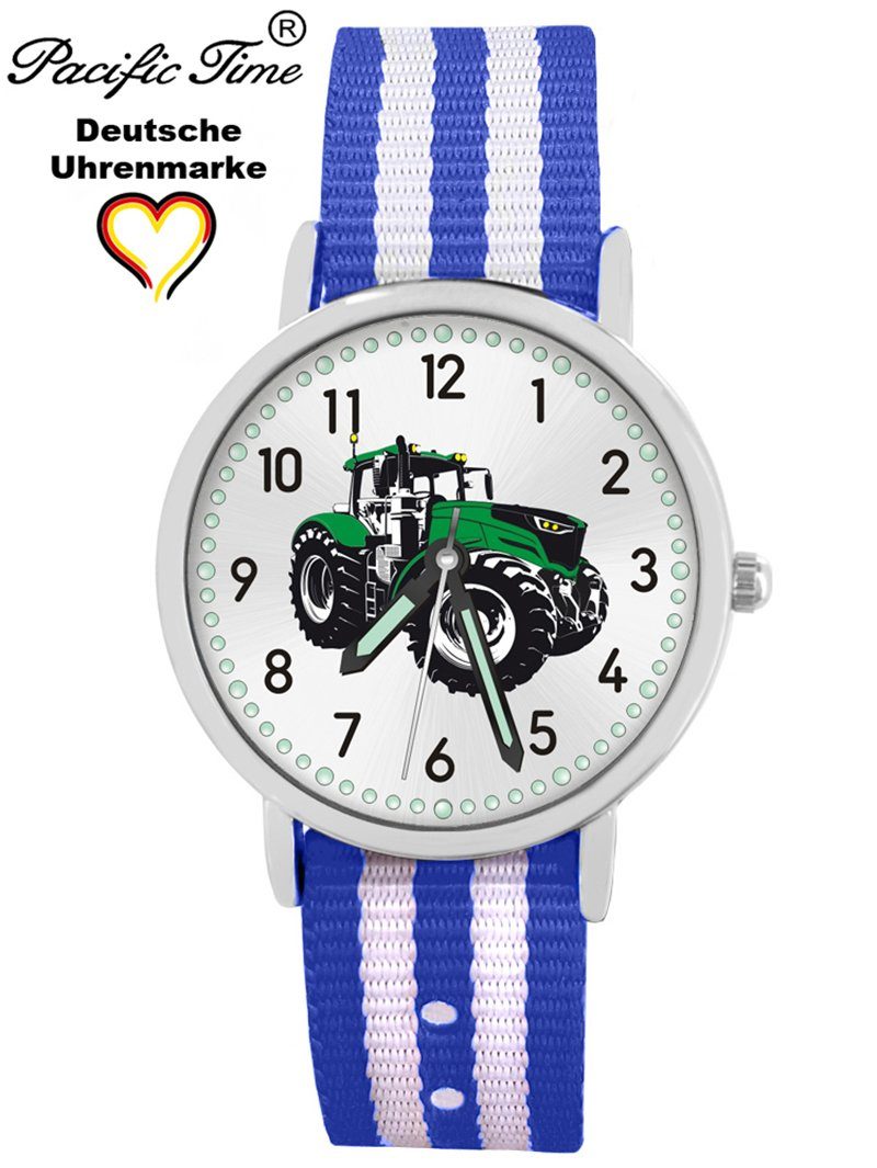 Pacific Time Quarzuhr Traktor Match blau Design Wechselarmband, und - Versand Gratis Armbanduhr weiss Mix Kinder grün
