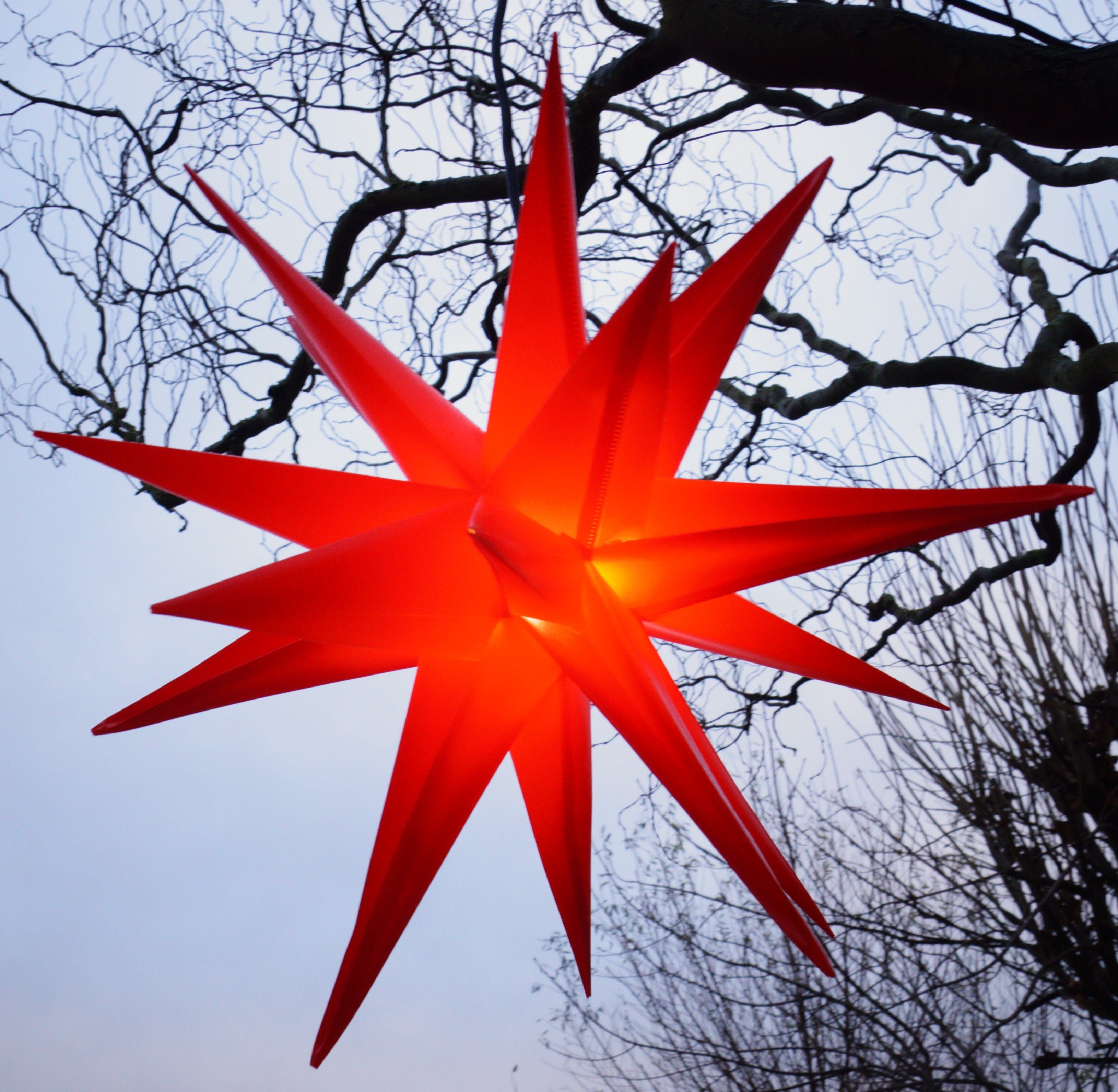 Guru-Shop LED-Stern für außen 3D Außenstern Kaspar, Ø 55 cm, Weihnachtsstern,.., Leuchtmittel inklusive 230V E14 rot