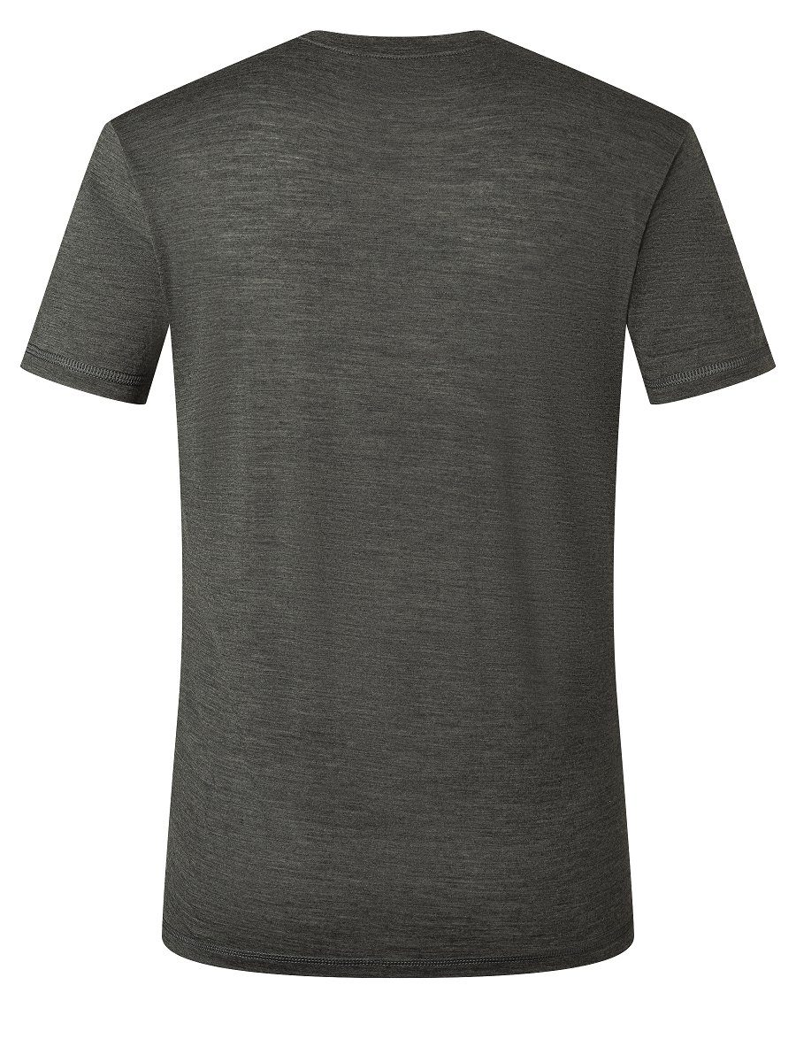 Merino-Materialmix T-Shirt SUPER.NATURAL Merino M Black Melange/Jet LOGO T-Shirt feinster Grey TEE Pirate