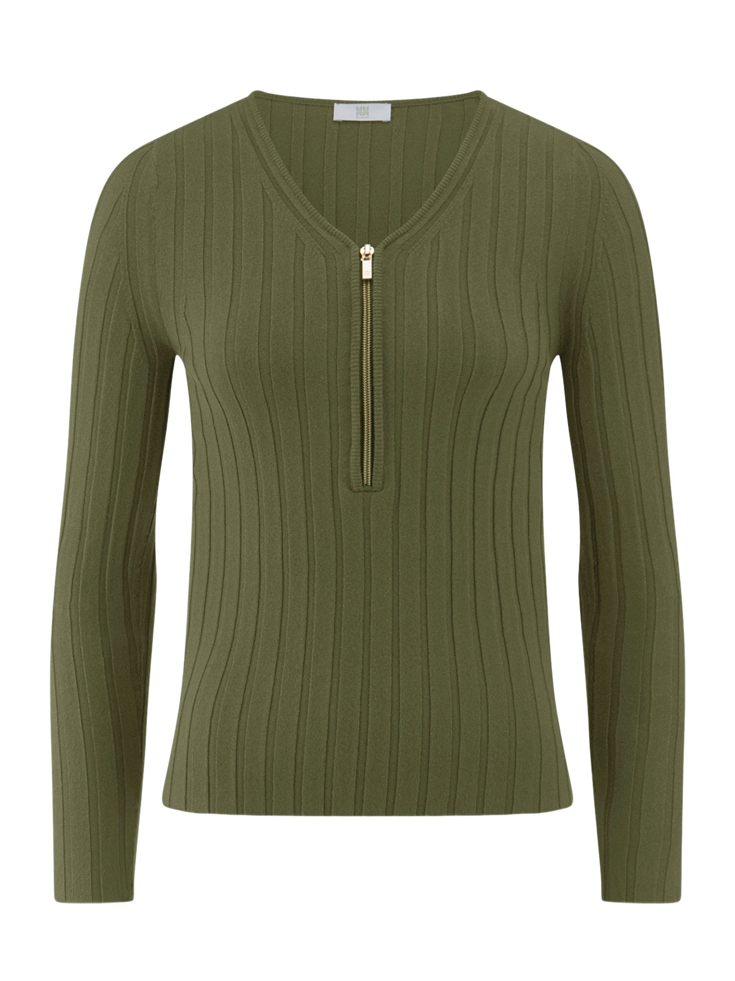 Riani Langarmshirt grün,Casual,Viskose,Strukturiert,V-Ausschnitt,Langarm,Slim Fit