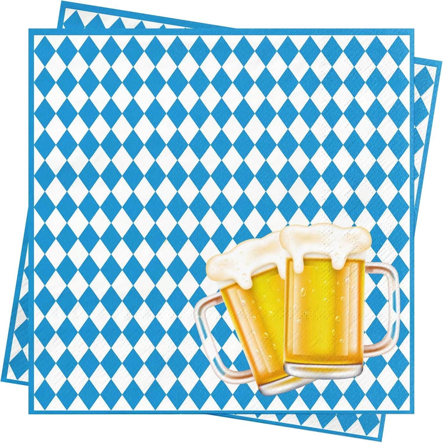 Dekohänger Oktoberfest Servietten 40 Stück Blau Weiß 33x33cm Bayern Design