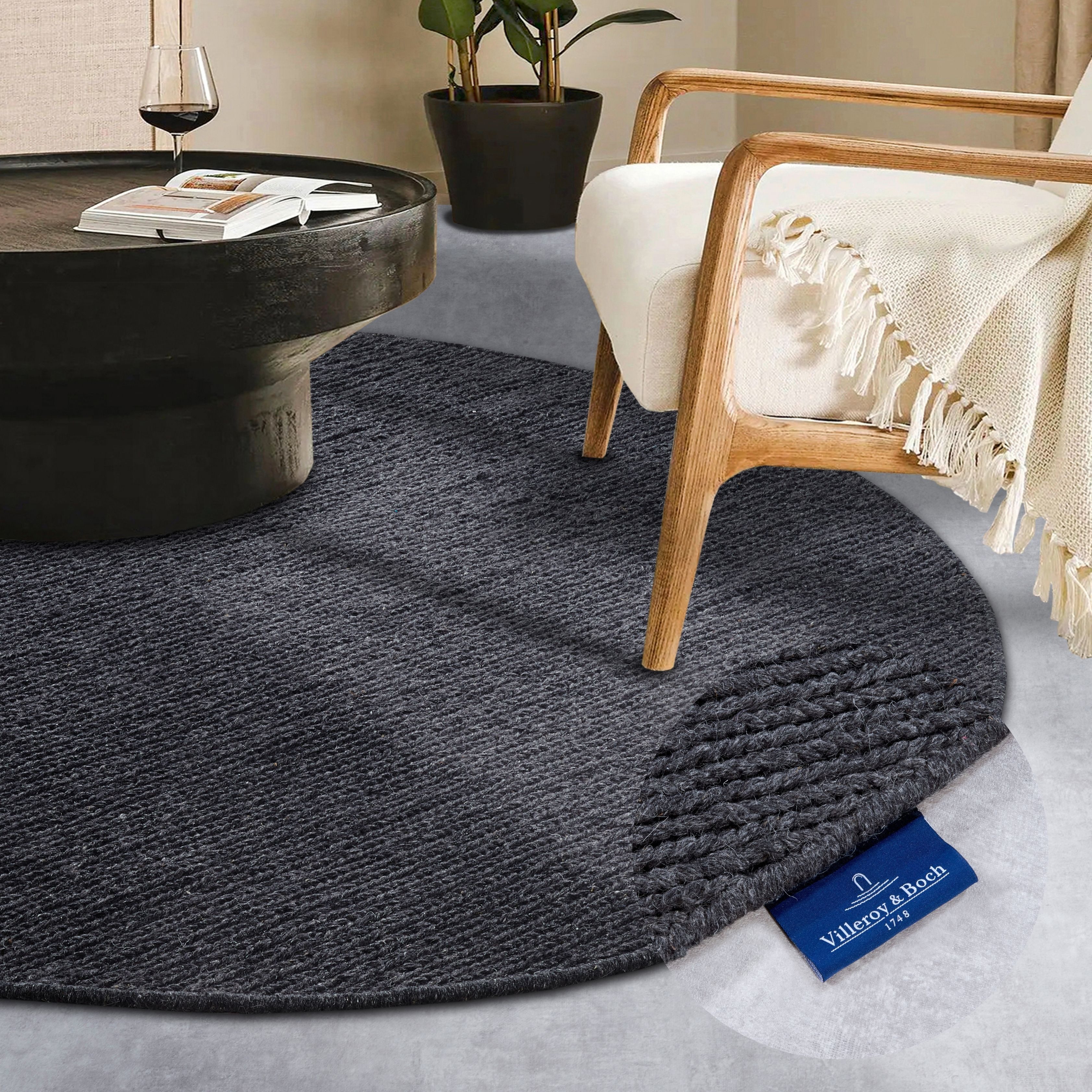 Villeroy & Boch Wollteppich Francois, rund, Höhe: 7 mm, in rund, oval, Läufer, handgewebt, Wolle, Wohnzimmer, Schlafzimmer