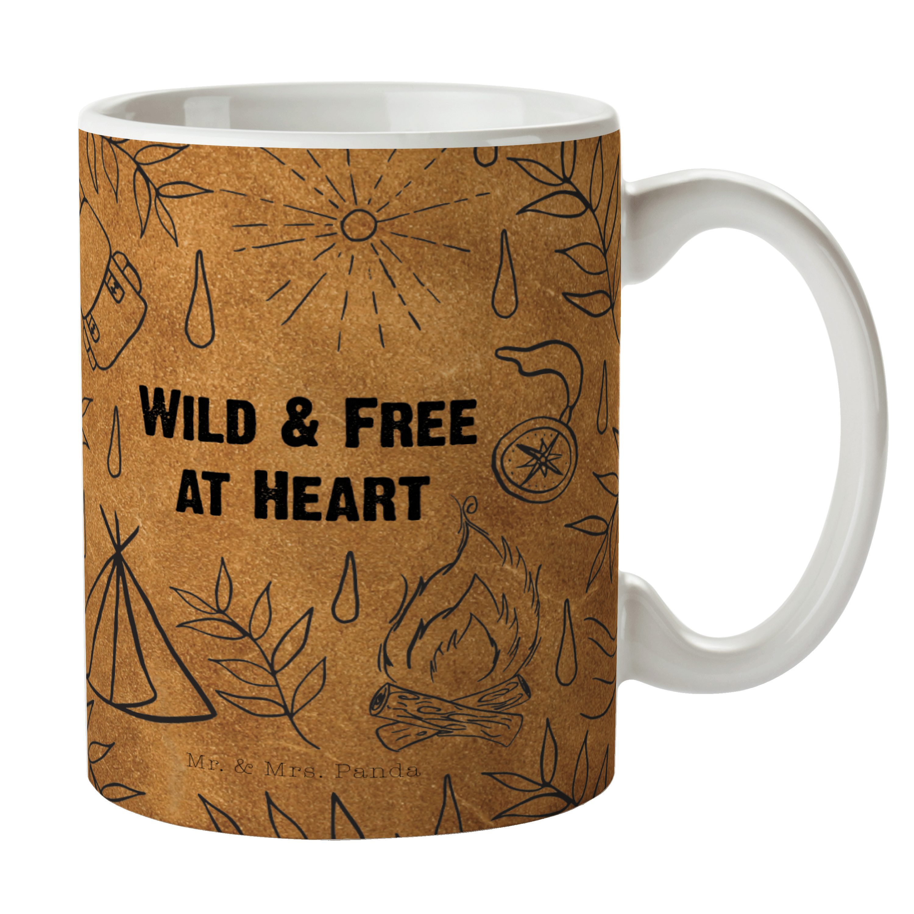 Mr. & Mrs. Panda Tasse Wild & Free Leather - Geschenk, Tee, Büro,  Kaffeebecher, positive Bot, Keramik